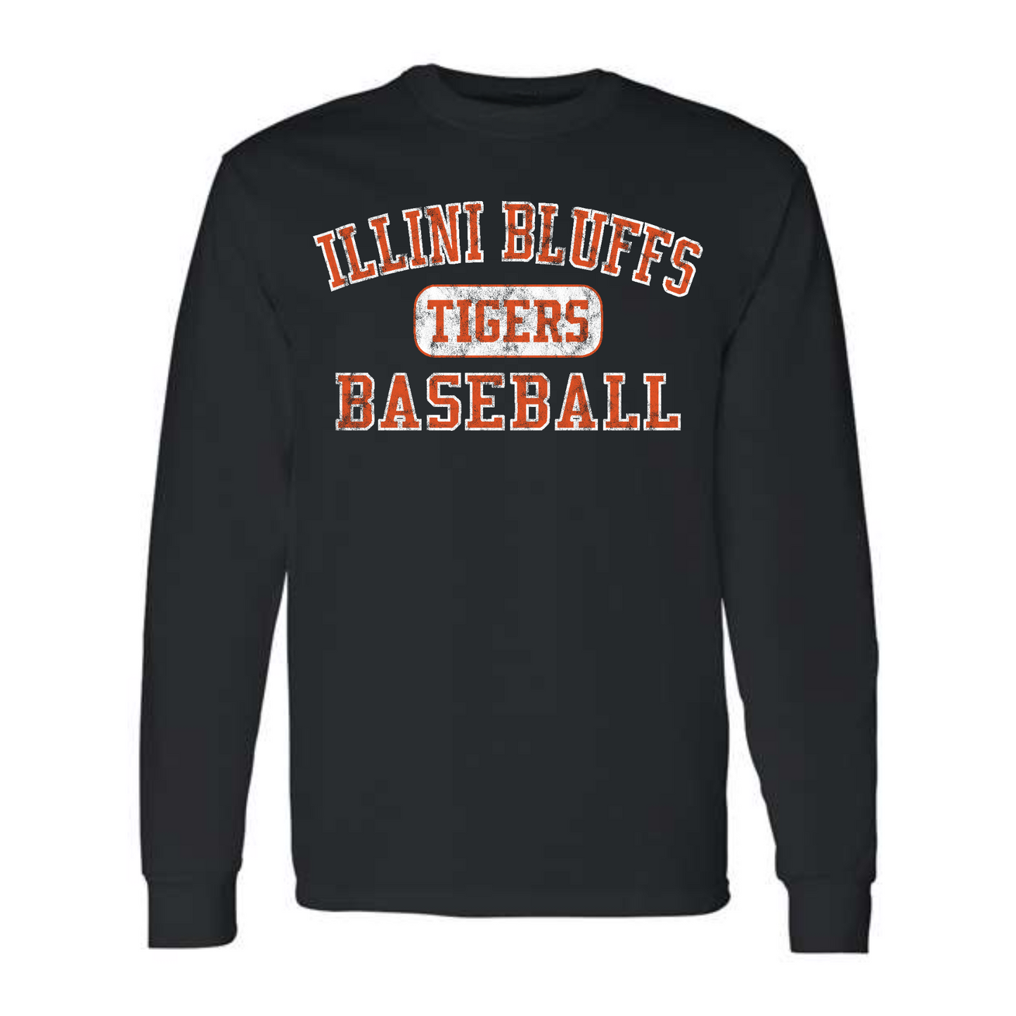 Illini Bluffs Tigers Baseball Distressed Long Sleeve Tee