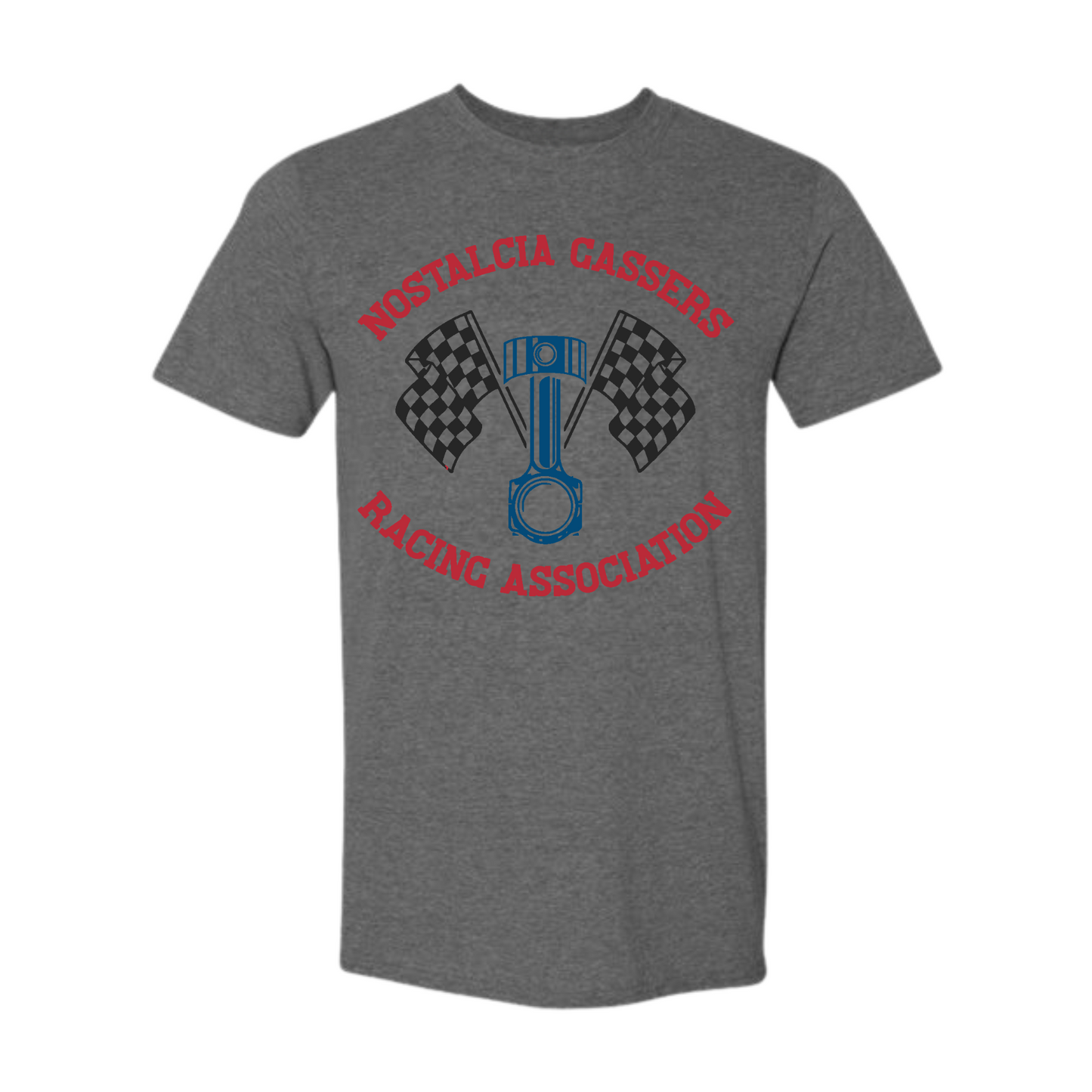 Nostalgia Gassers Blue/Red Checkered Flag Tee