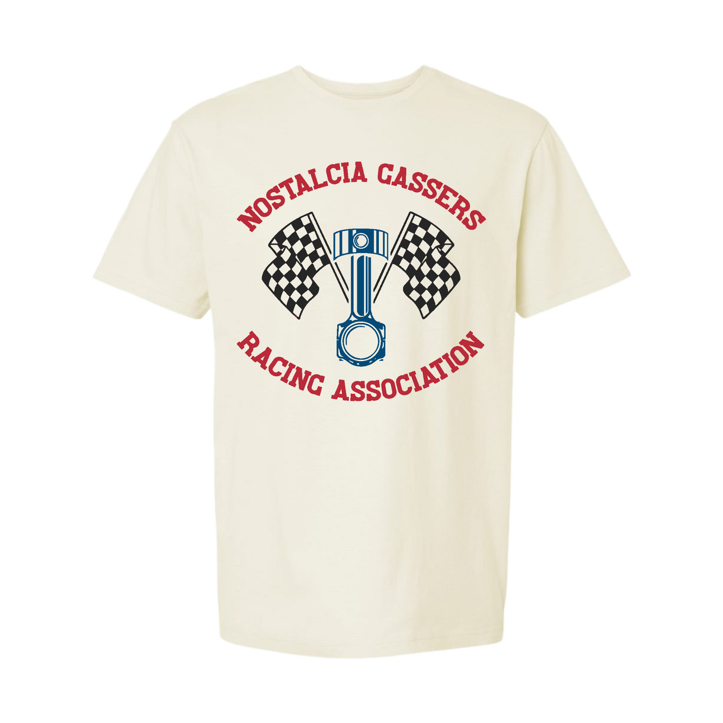 Nostalgia Gassers Blue/Red Checkered Flag Tee