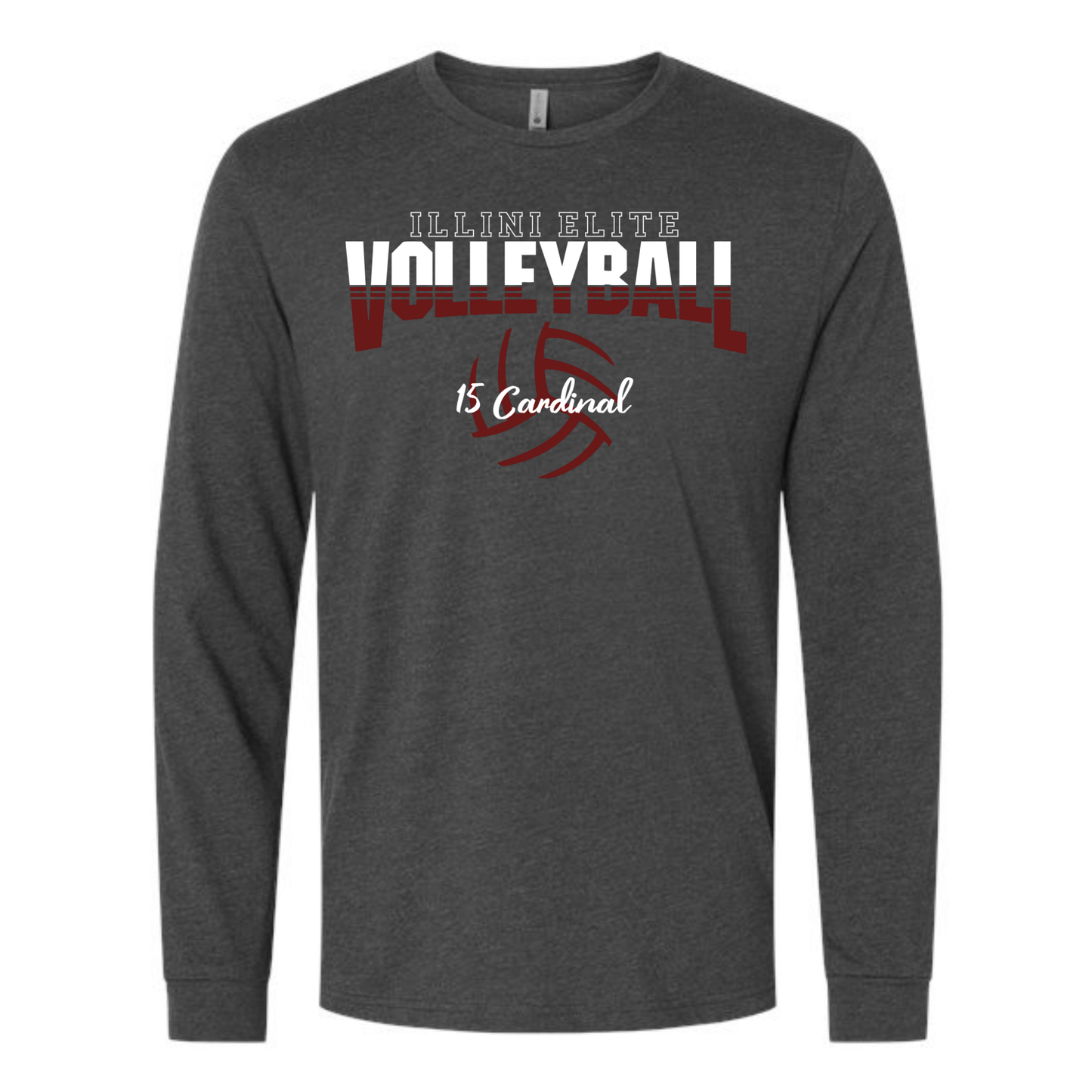 Illini Elite Volleyball 15 Cardinal Long Sleeve Tee