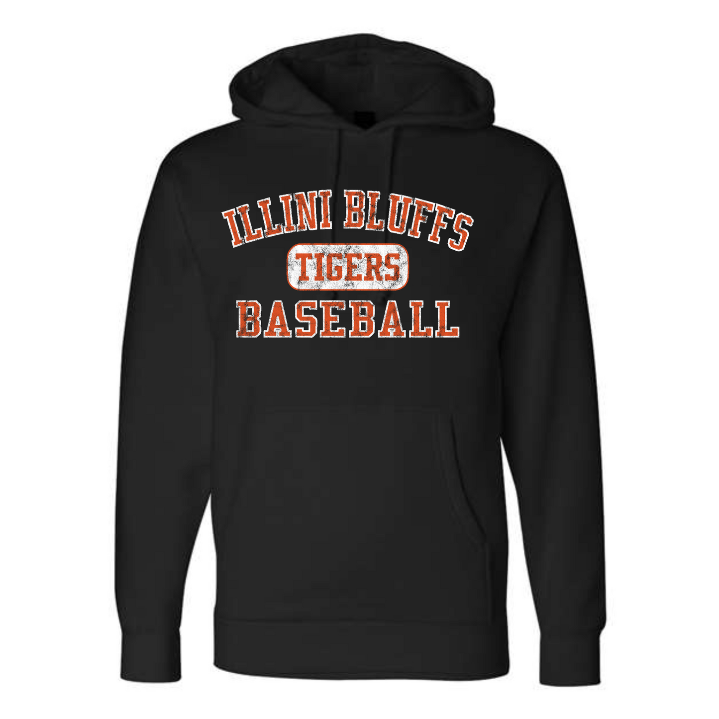 Illini Bluffs Tigers Baseball Distressed Hooded Sweatshirt