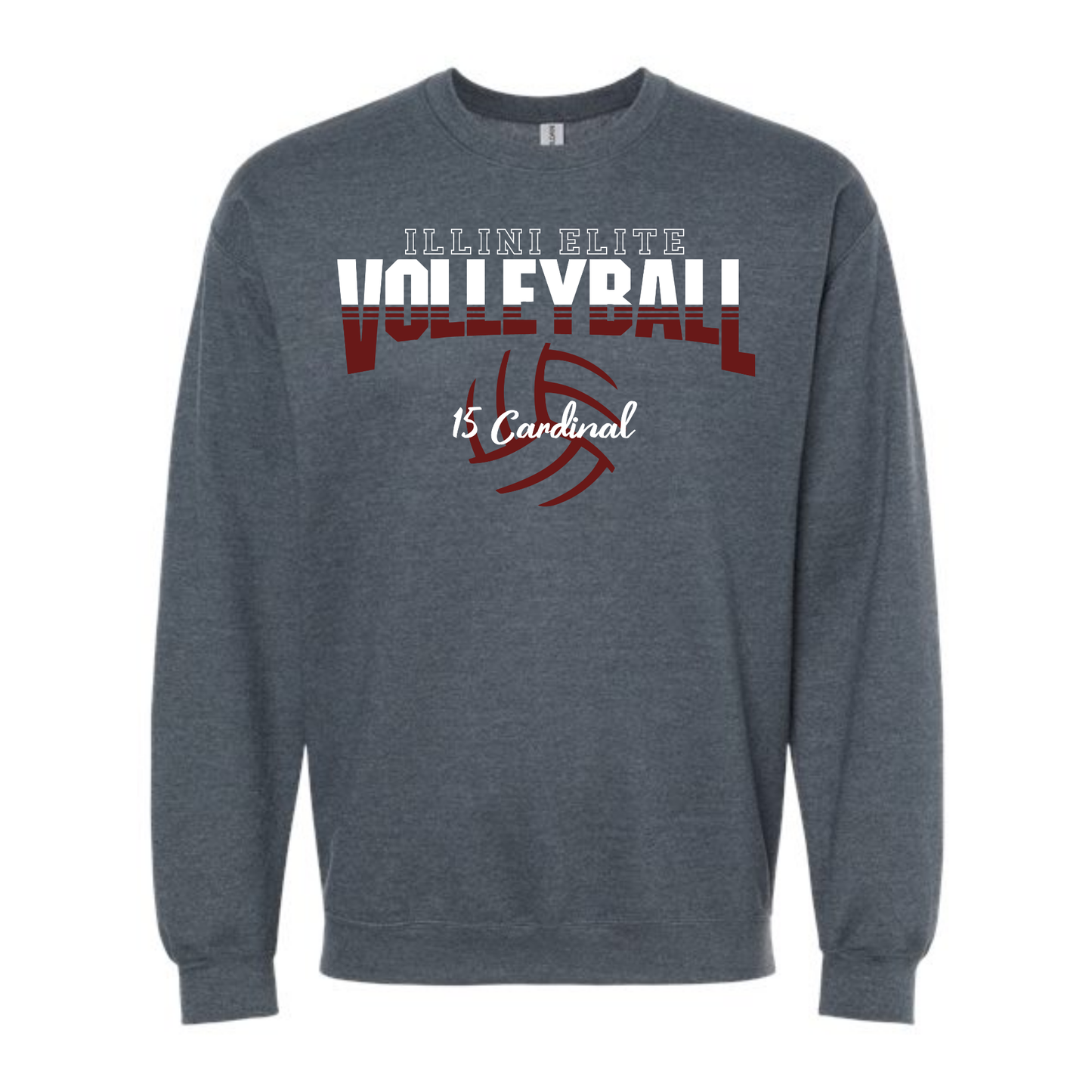 Illini Elite Volleyball 15 Cardinal Crewneck Sweatshirt
