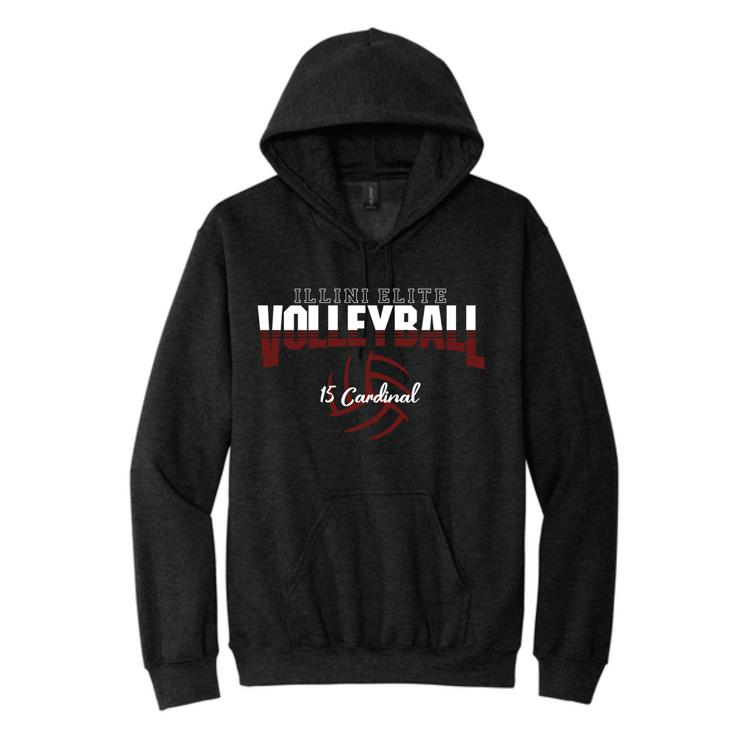 Illini Elite Volleyball 15 Cardinal Hooded Sweatshirt