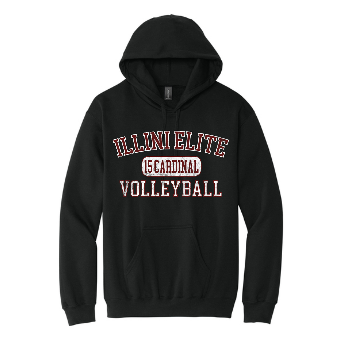 Illini Elite 15 Cardinal Distressed Hooded Sweatshirt