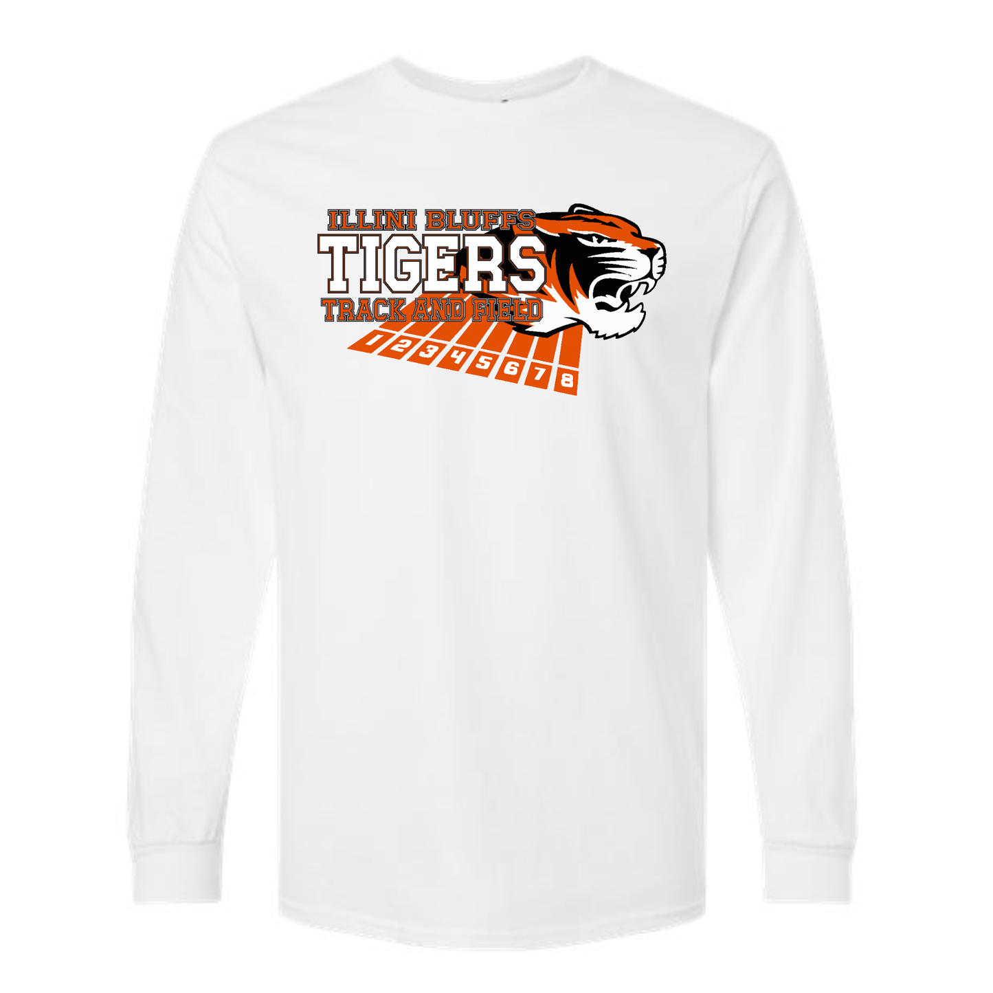 *Personalized* Tigers Track & Field Lanes Long Sleeve Tee Youth