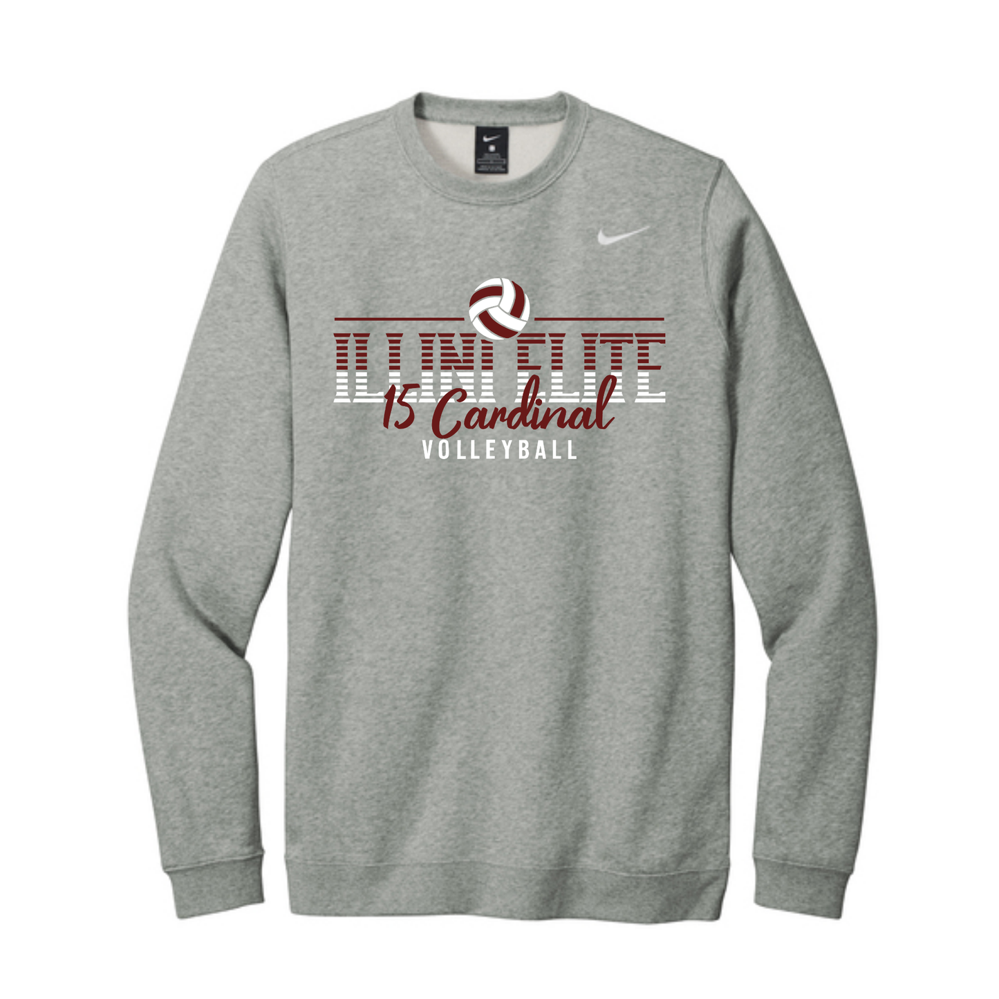 Nike Club Fleece Illini Elite Striped Crewneck Sweatshirt