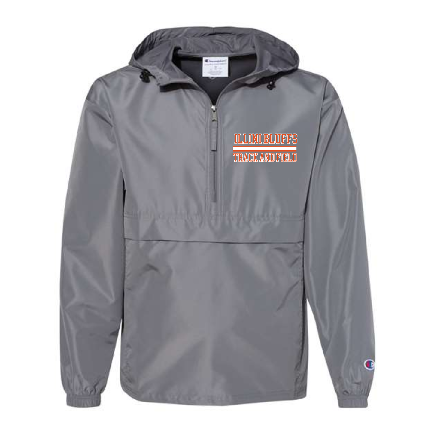 Champion Hooded Quarter-Zip Windbreaker Jacket Illini Bluffs Track and Field