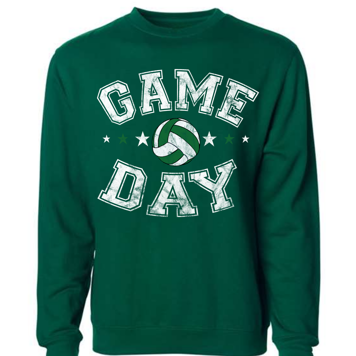All-Star Volleyball Game Day Crewneck Sweatshirt Green/White