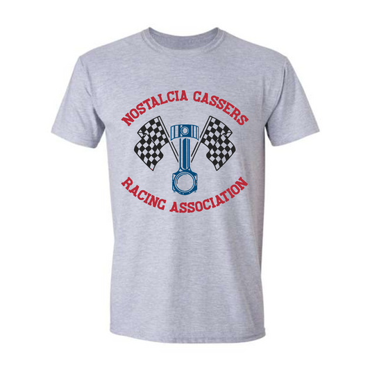 Nostalgia Gassers Blue/Red Checkered Flag Tee