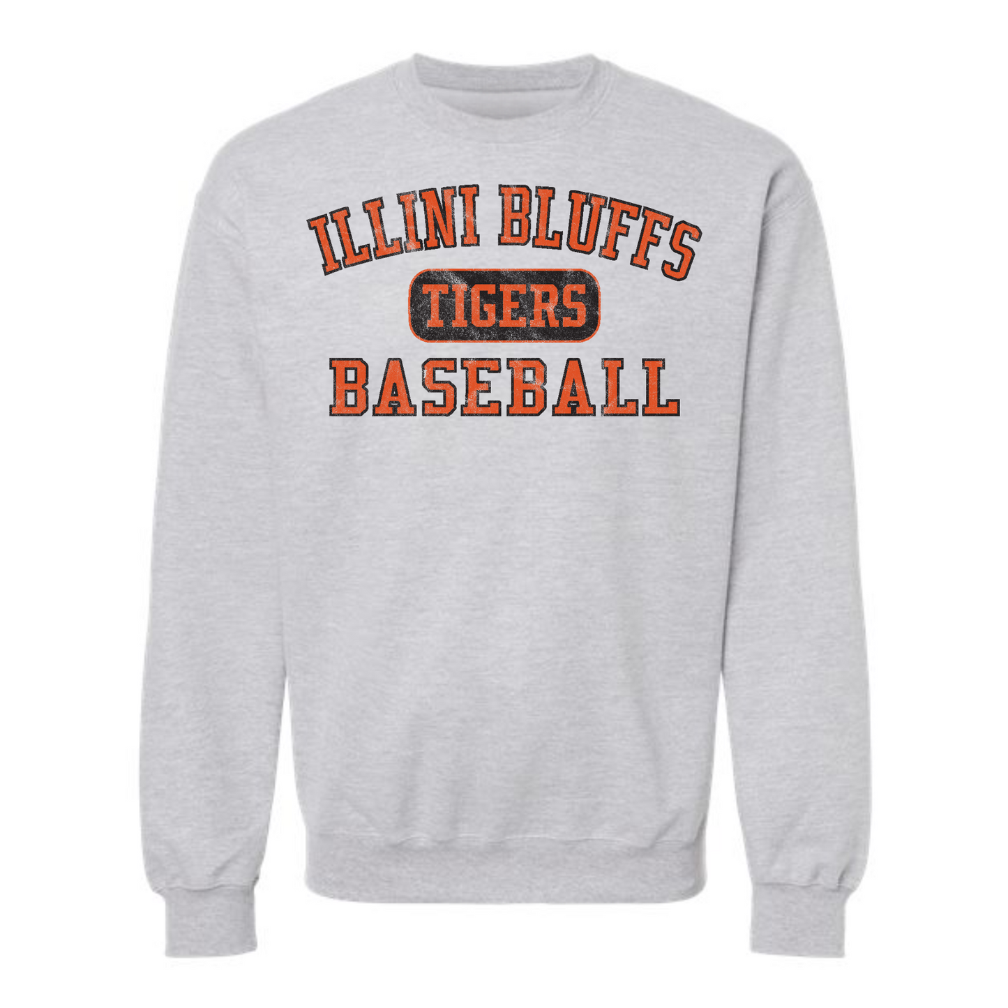 Illini Bluffs Tigers Baseball Distressed Crewneck