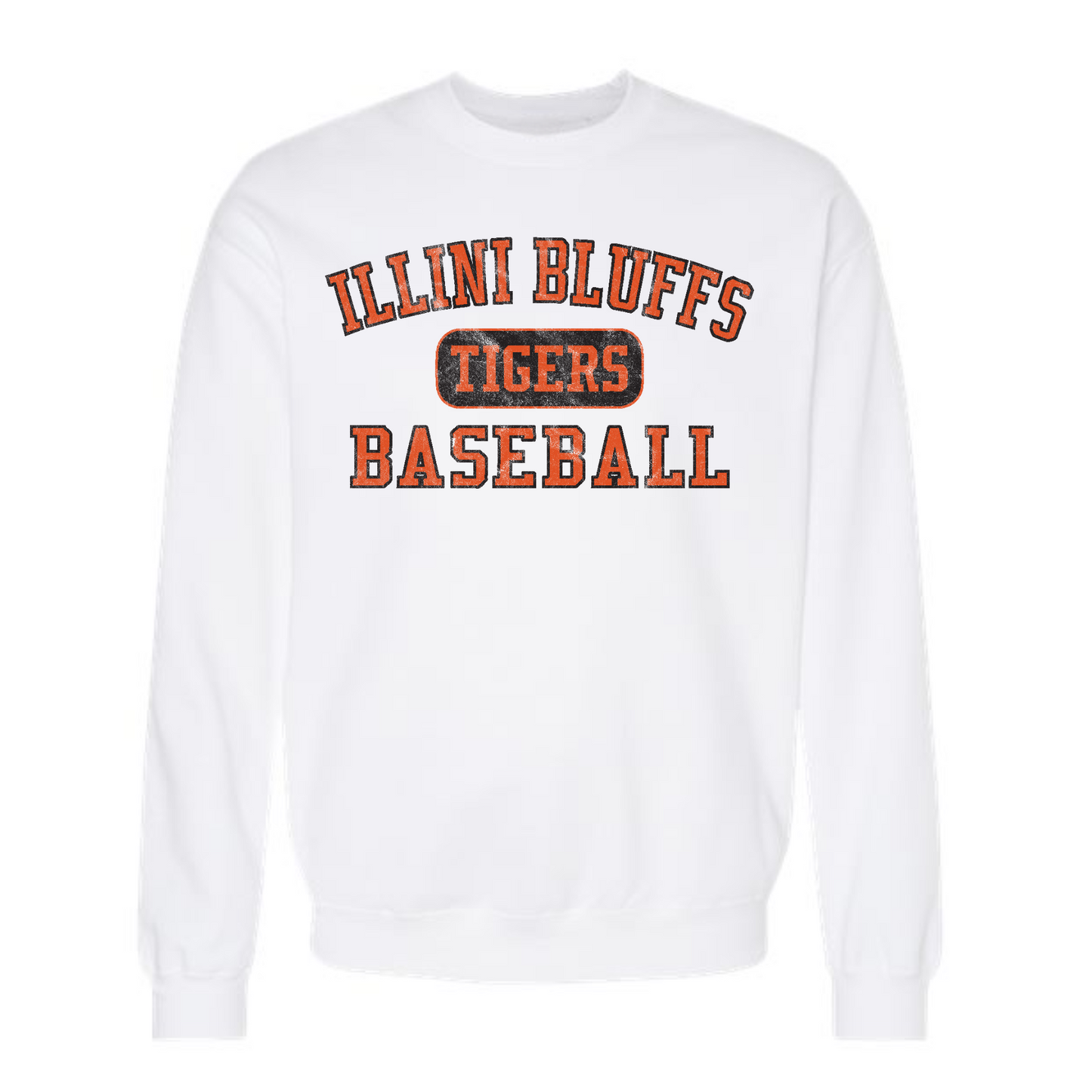 Illini Bluffs Tigers Baseball Distressed Crewneck