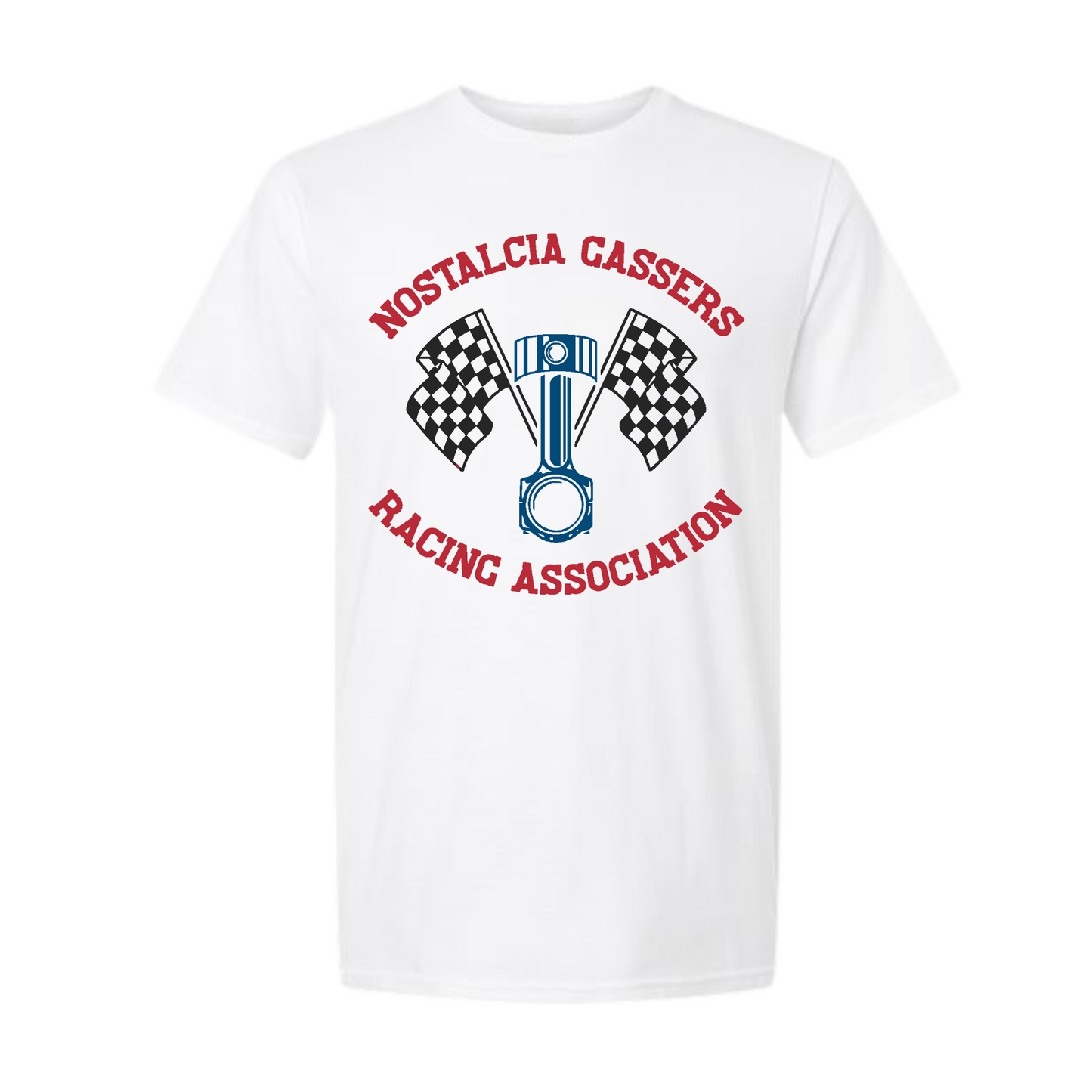 Nostalgia Gassers Blue/Red Checkered Flag Tee