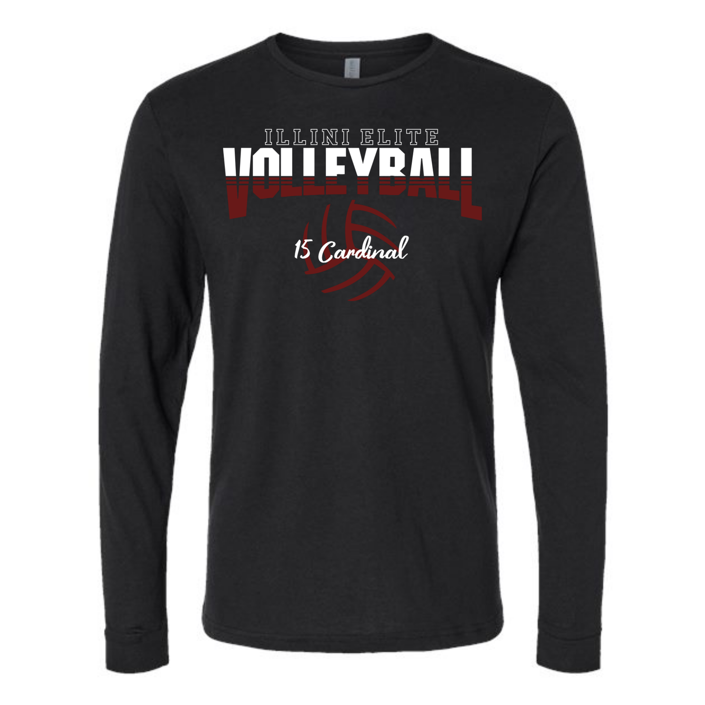 Illini Elite Volleyball 15 Cardinal Long Sleeve Tee