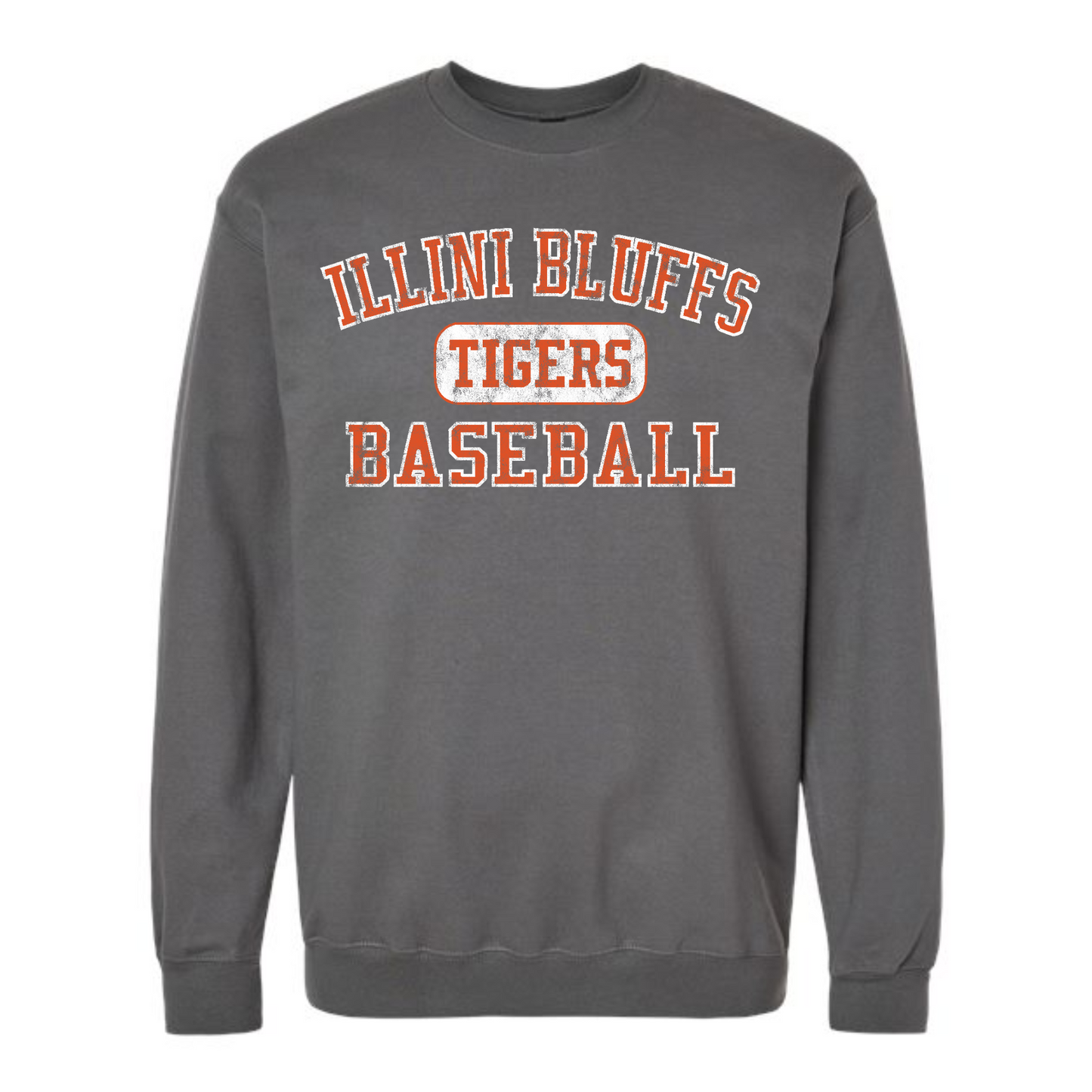 Illini Bluffs Tigers Baseball Distressed Crewneck