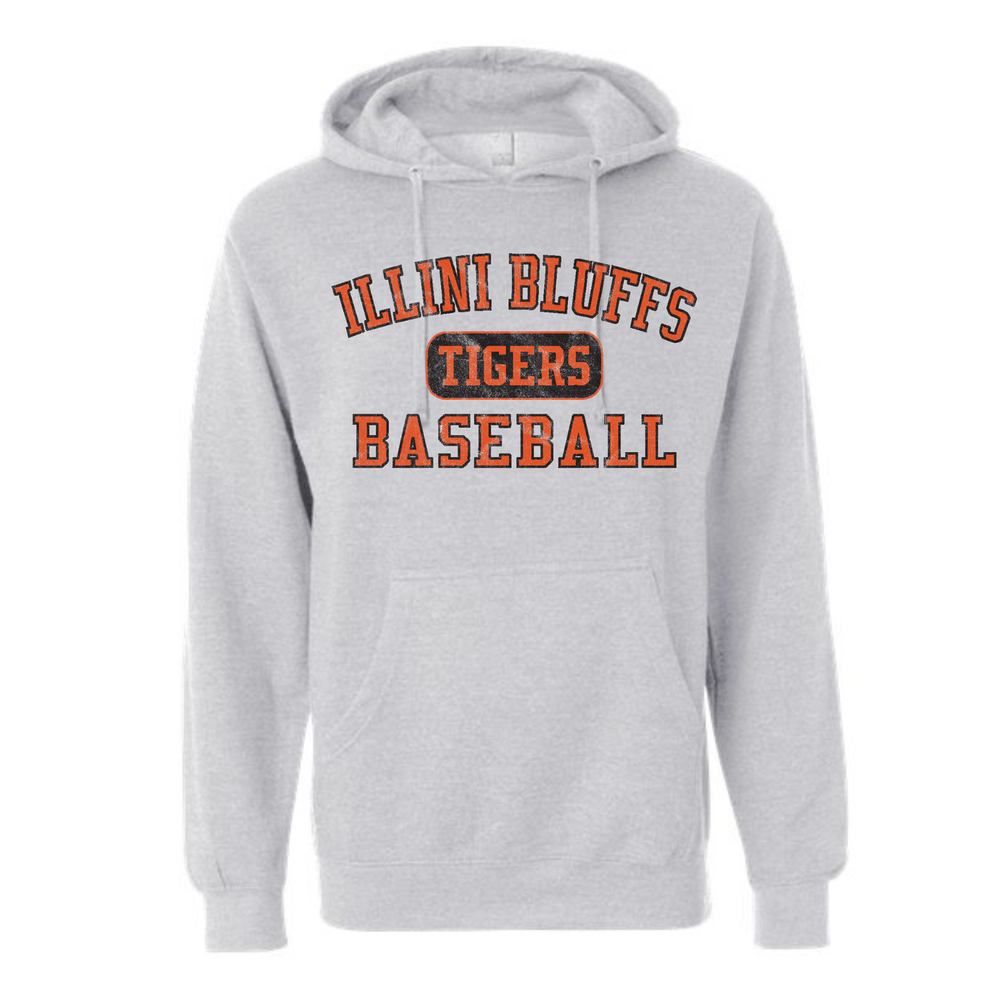 Illini Bluffs Tigers Baseball Distressed Hooded Sweatshirt