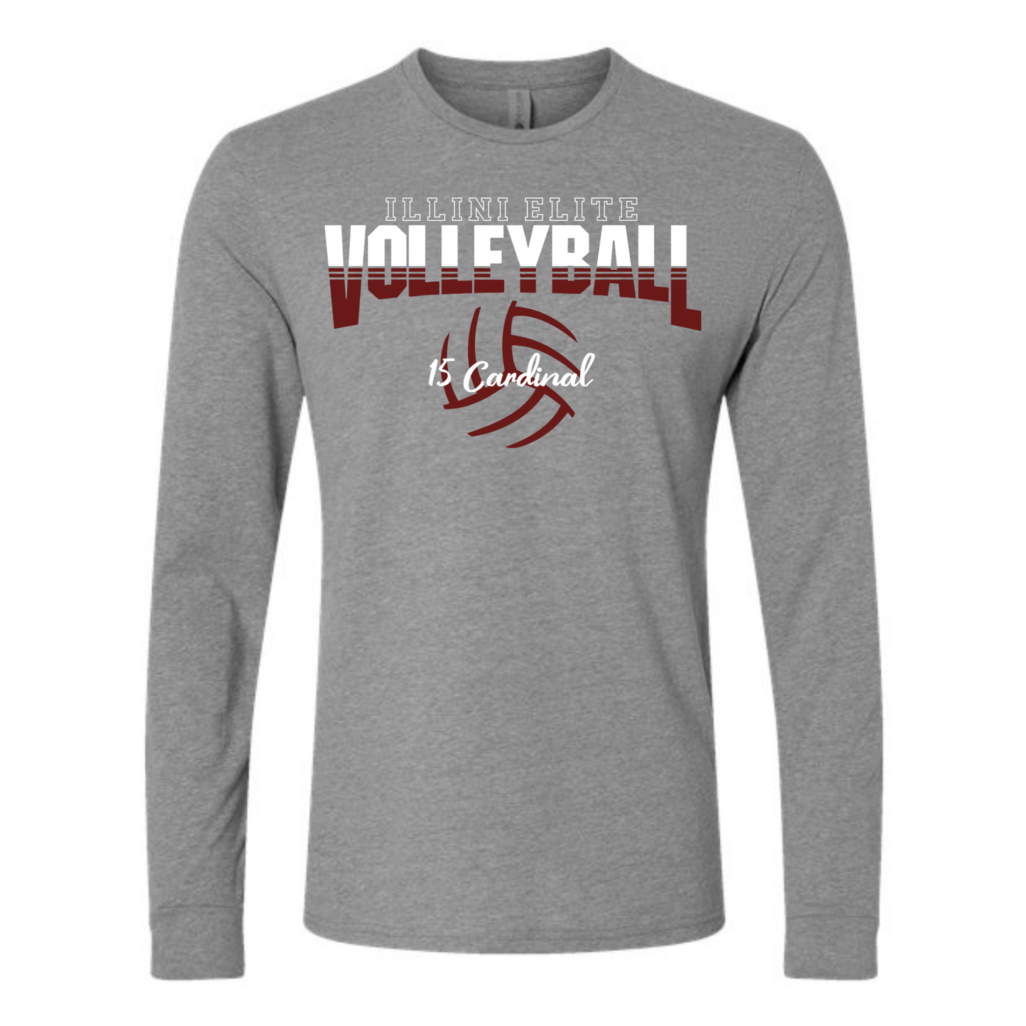 Illini Elite Volleyball 15 Cardinal Long Sleeve Tee