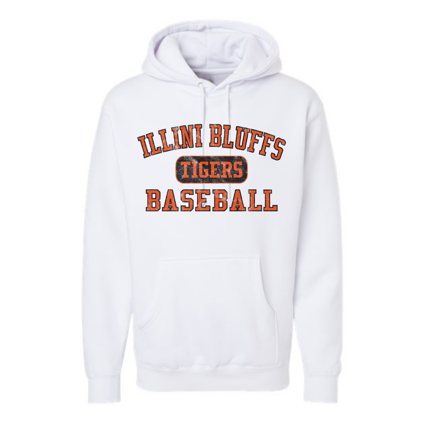 Illini Bluffs Tigers Baseball Distressed Hooded Sweatshirt