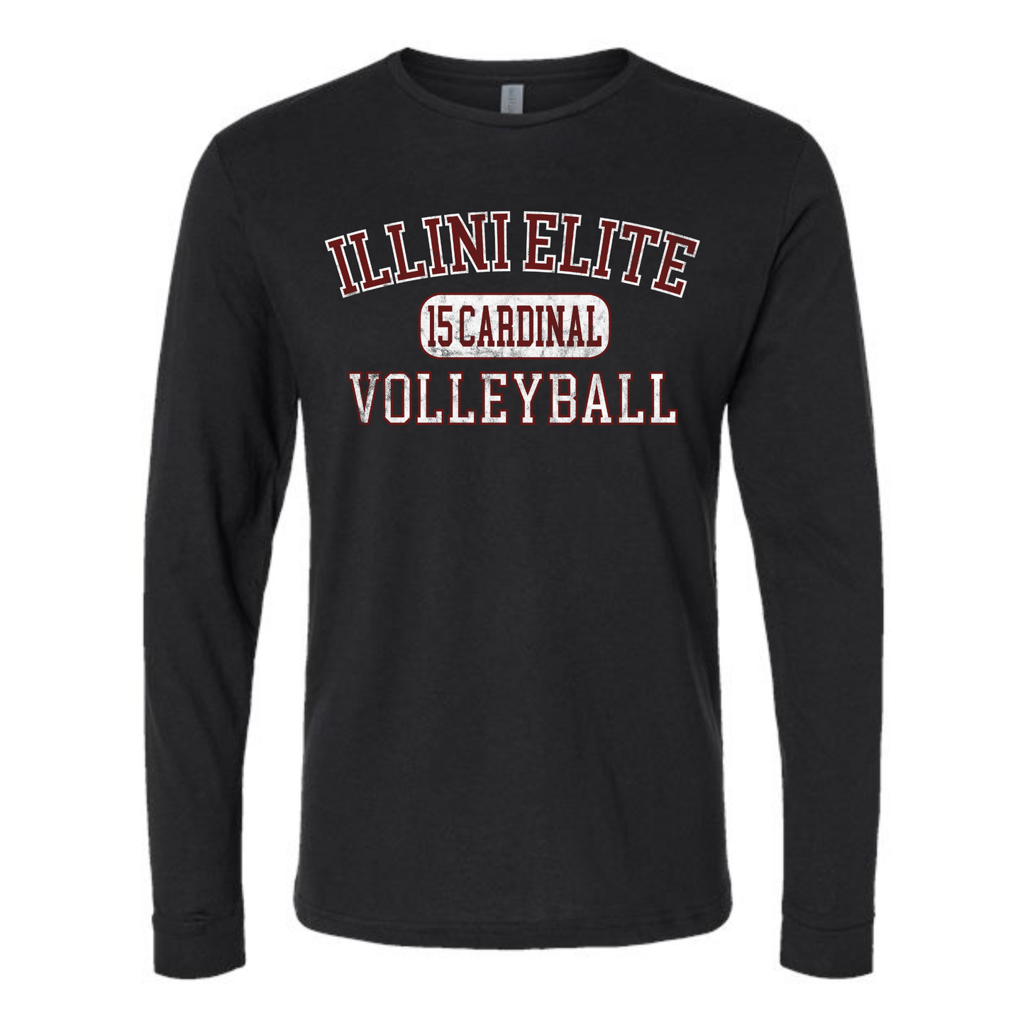 Illini Elite 15 Cardinal Distressed Long Sleeve Tee