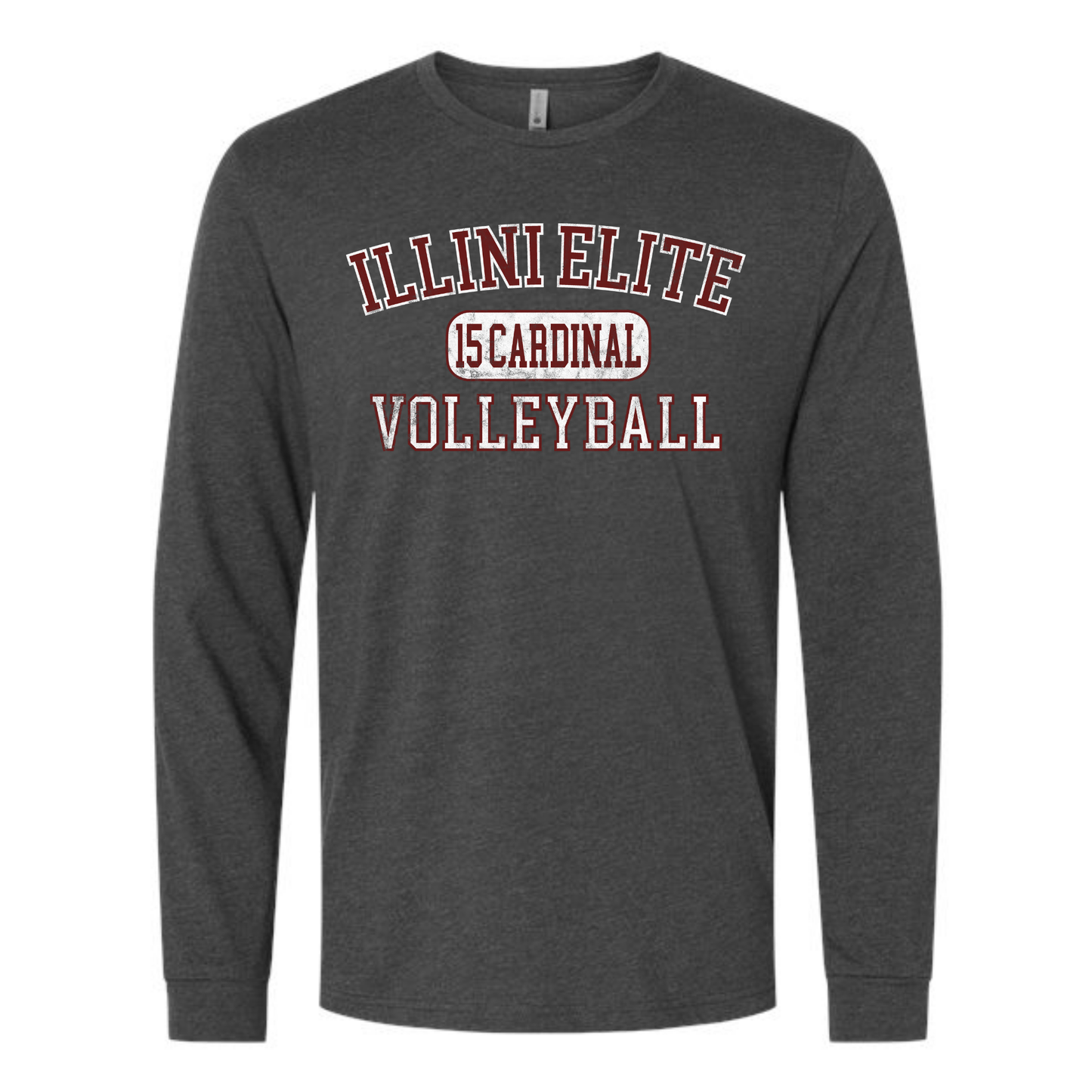 Illini Elite 15 Cardinal Distressed Long Sleeve Tee