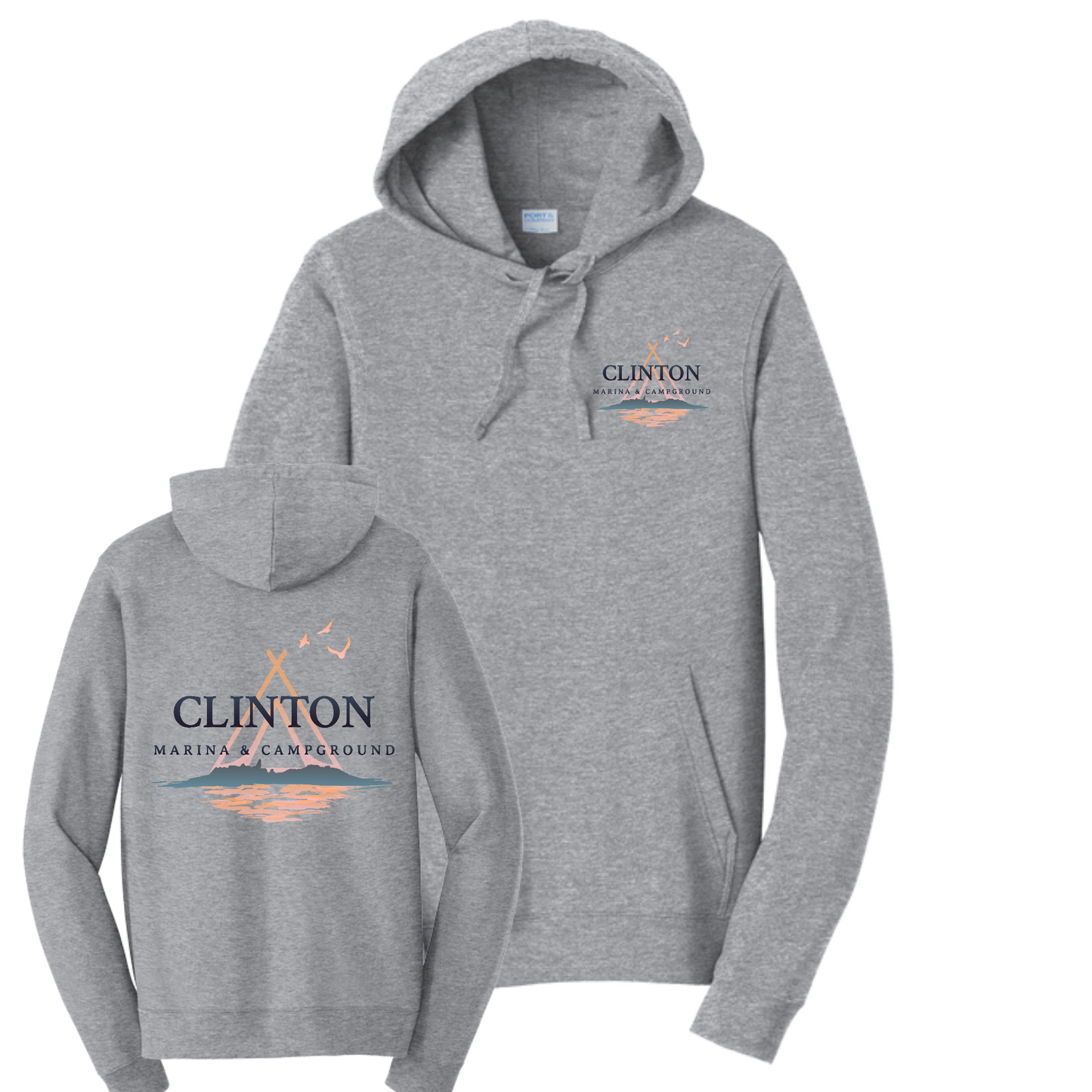 Clinton Marina & Campground Hooded Sweatshirt Front/Back