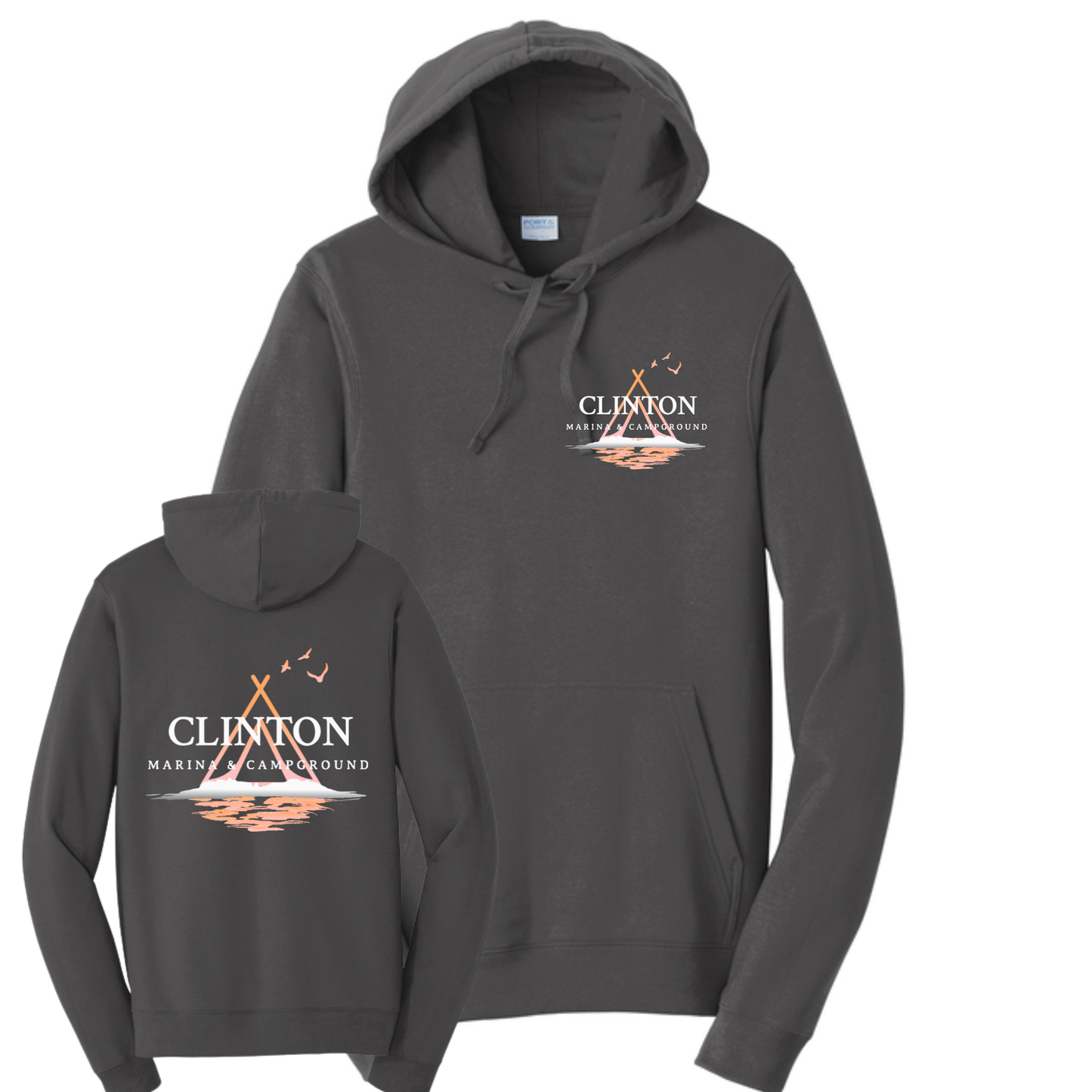 Clinton Marina & Campground Hooded Sweatshirt Front/Back