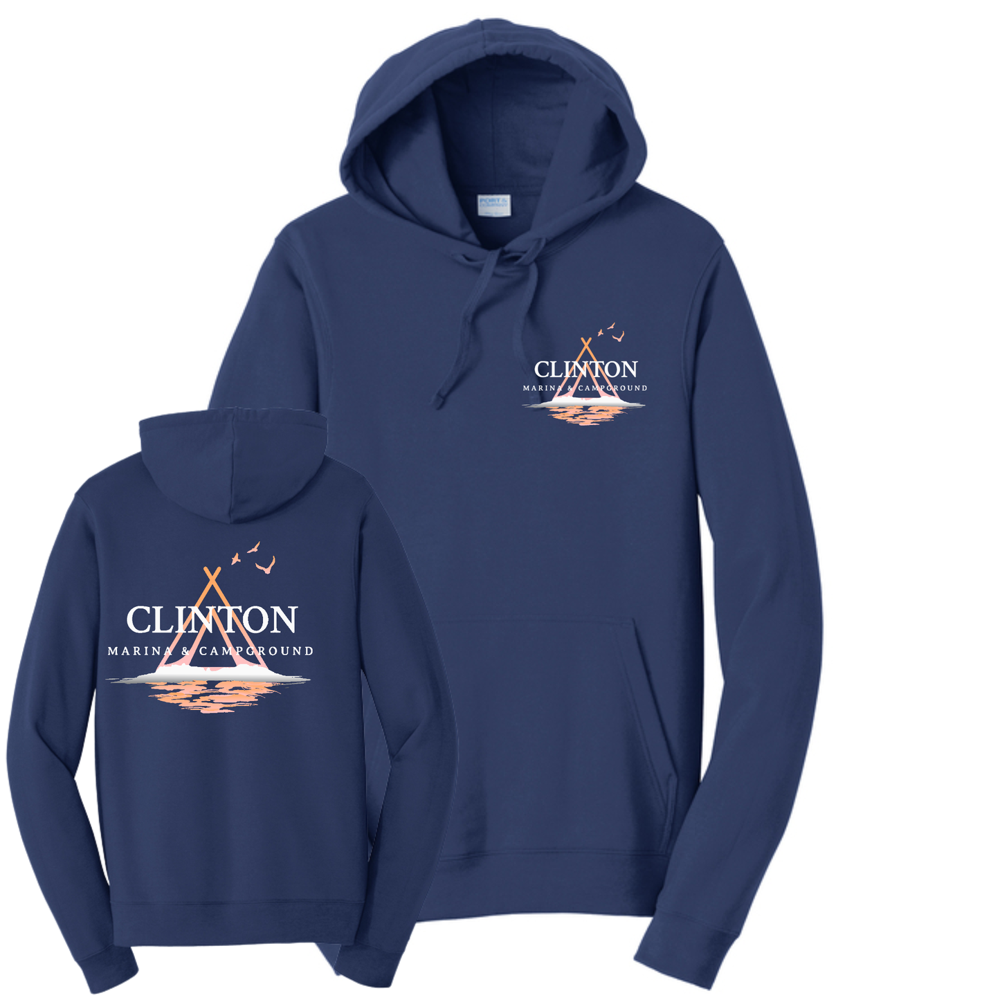 Clinton Marina & Campground Hooded Sweatshirt Front/Back