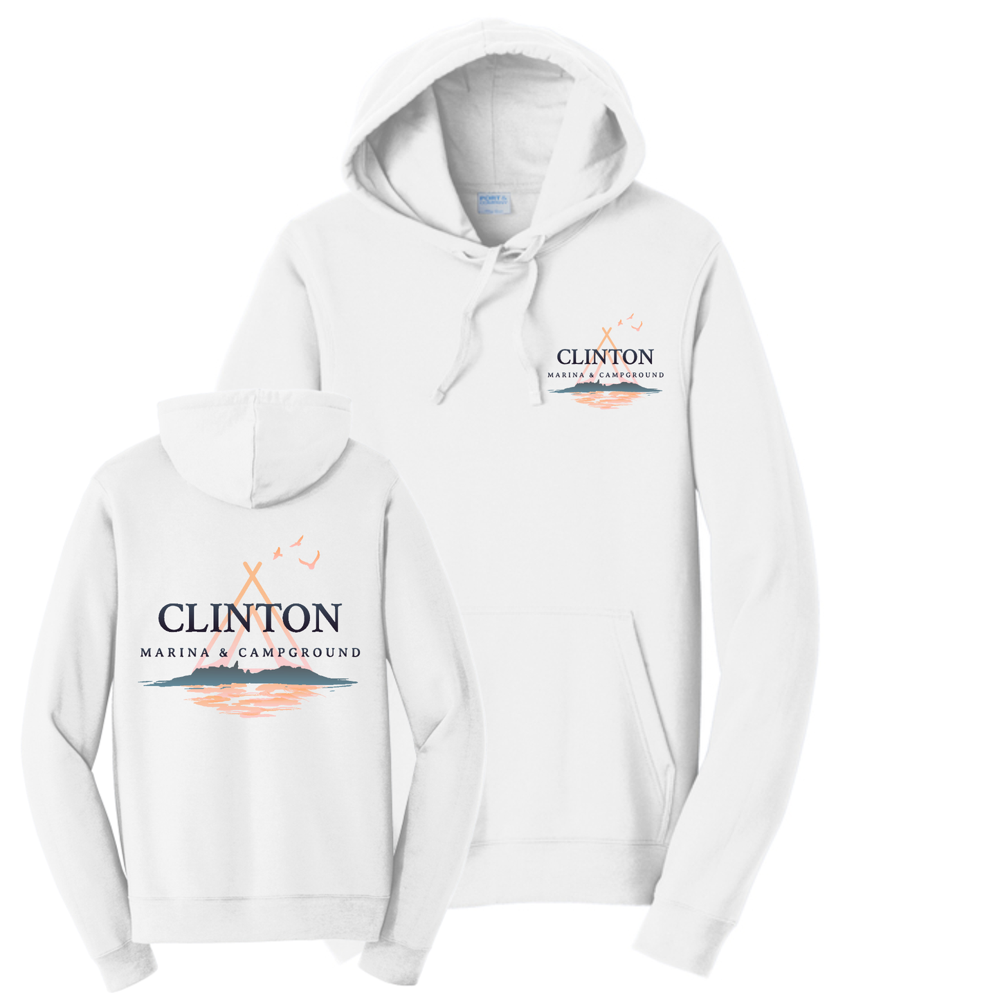 Clinton Marina & Campground Hooded Sweatshirt Front/Back