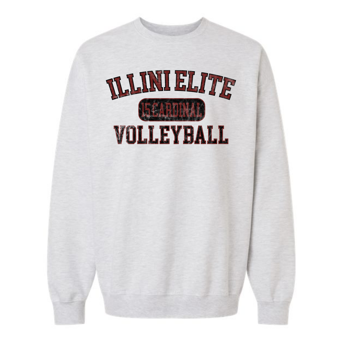 Illini Elite 15 Cardinal Distressed Crewneck Sweatshirt