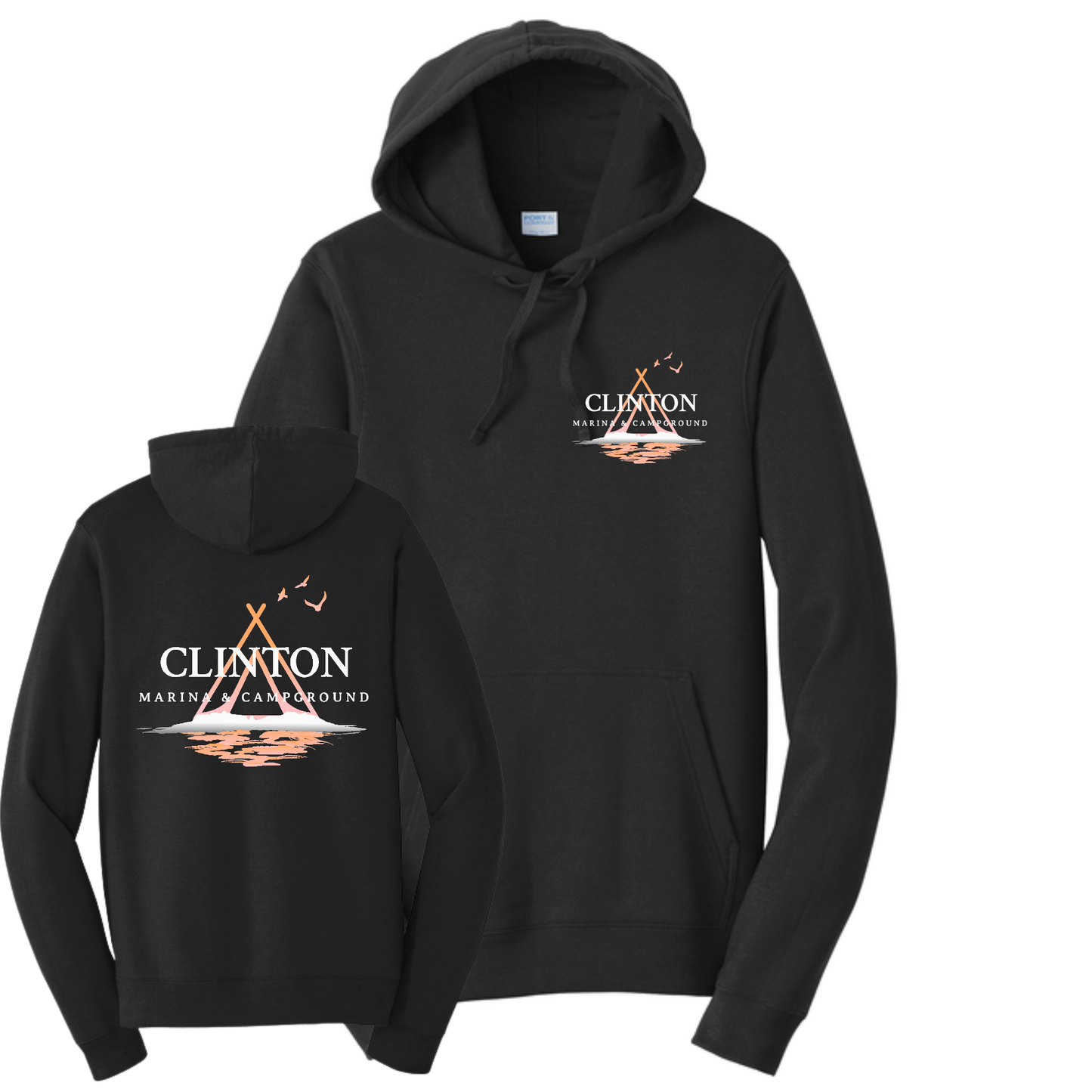 Clinton Marina & Campground Hooded Sweatshirt Front/Back