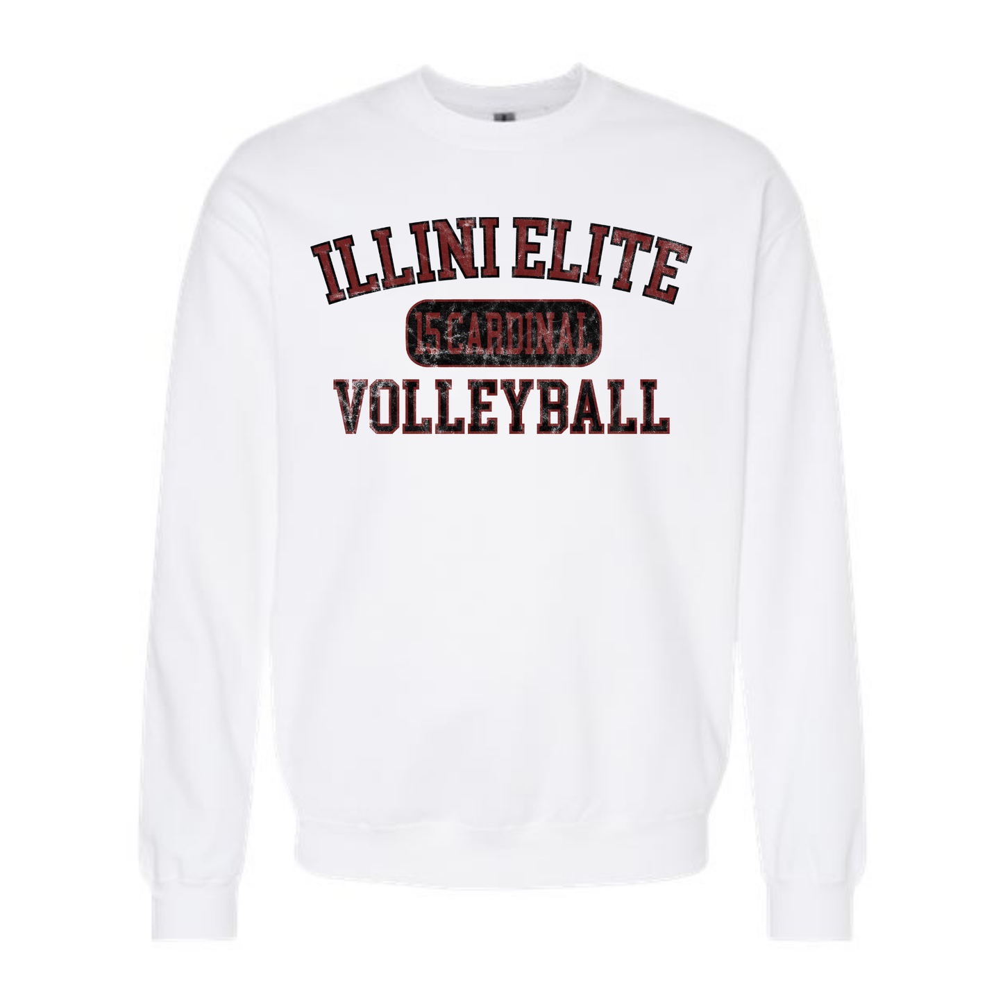Illini Elite 15 Cardinal Distressed Crewneck Sweatshirt