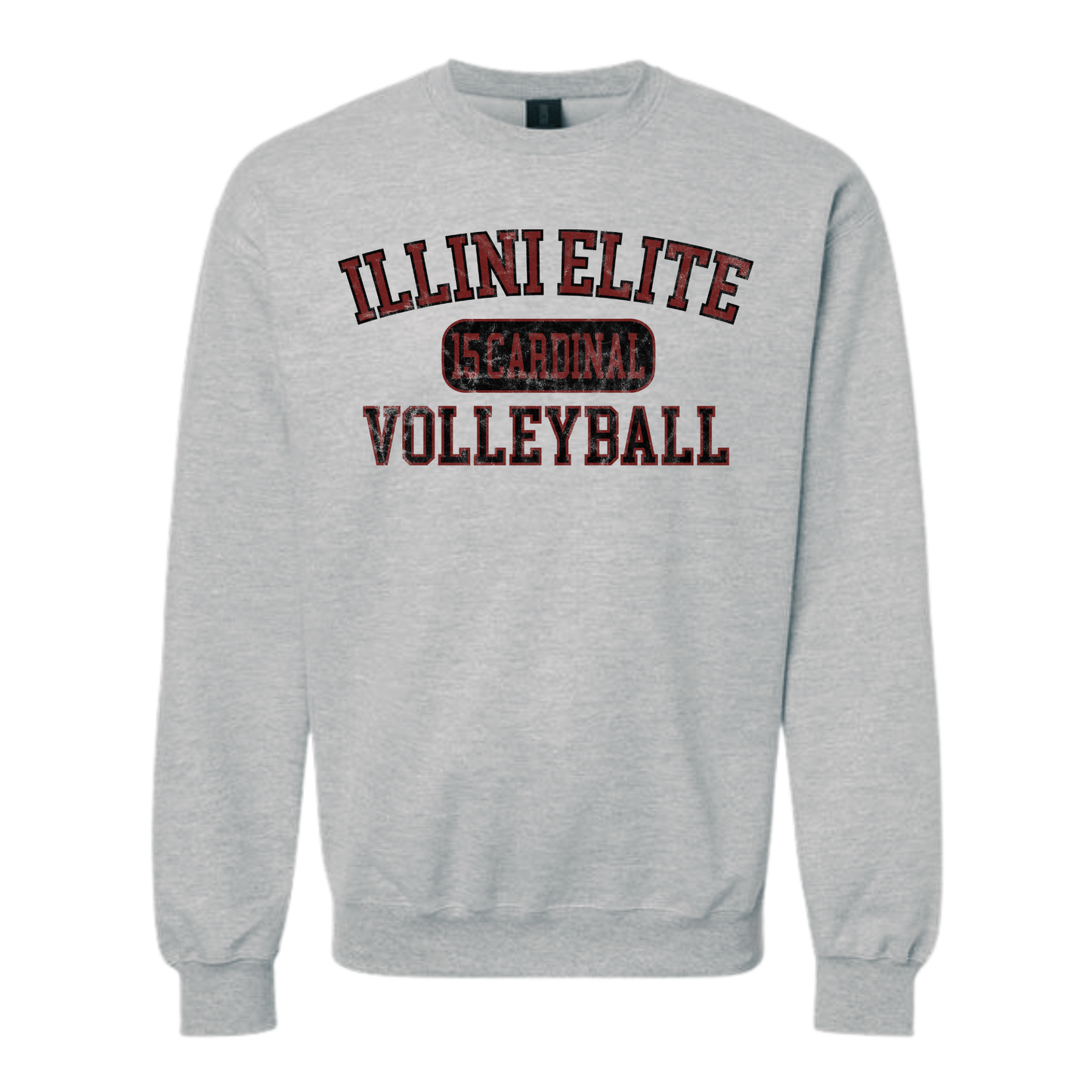 Illini Elite 15 Cardinal Distressed Crewneck Sweatshirt