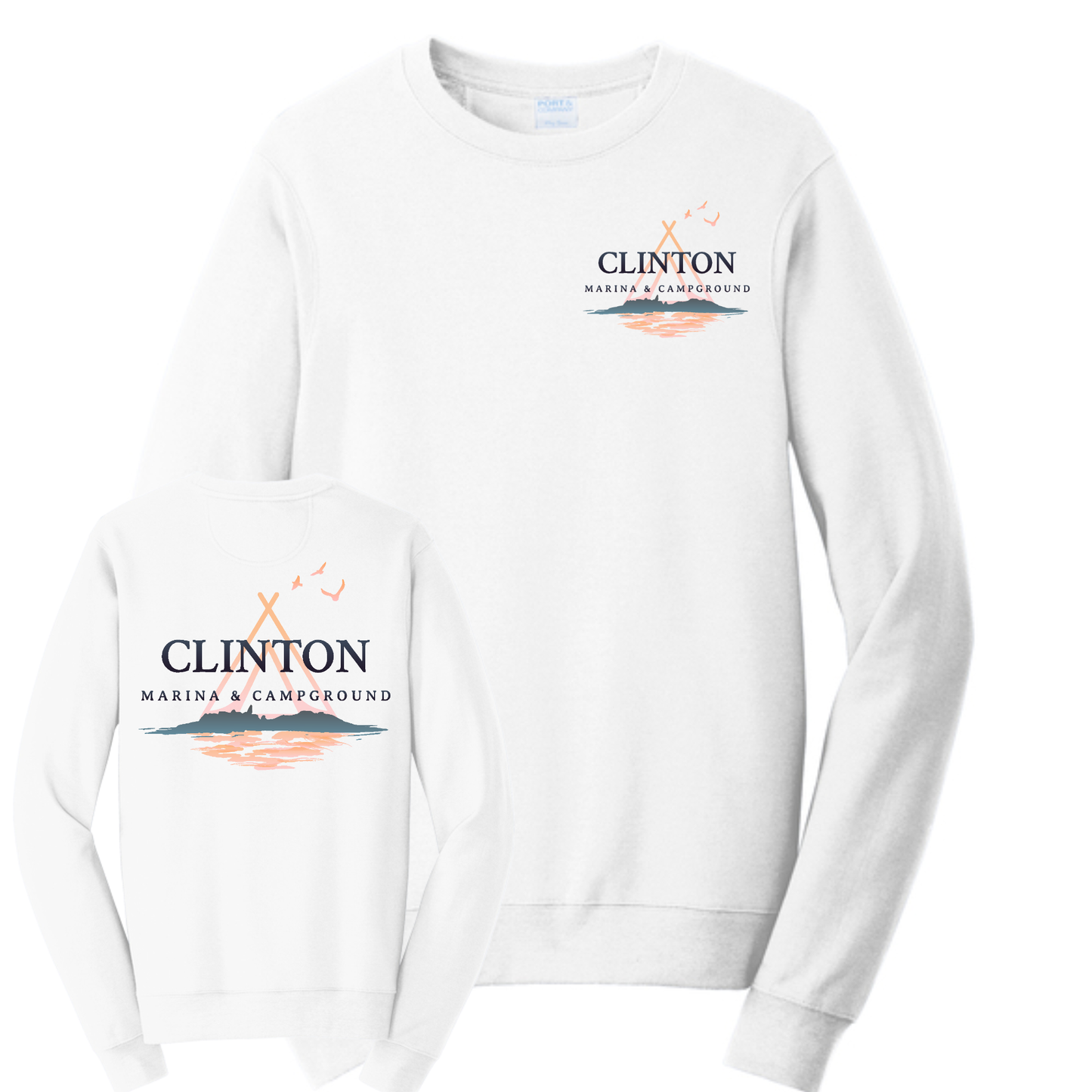 Clinton Marina & Campground Crewneck Sweatshirt Front/Back