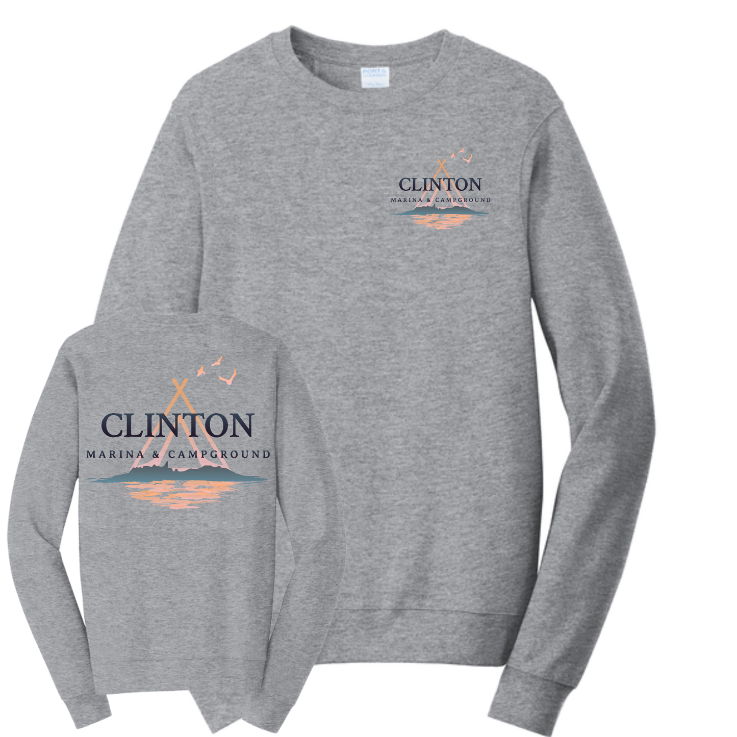 Clinton Marina & Campground Crewneck Sweatshirt Front/Back