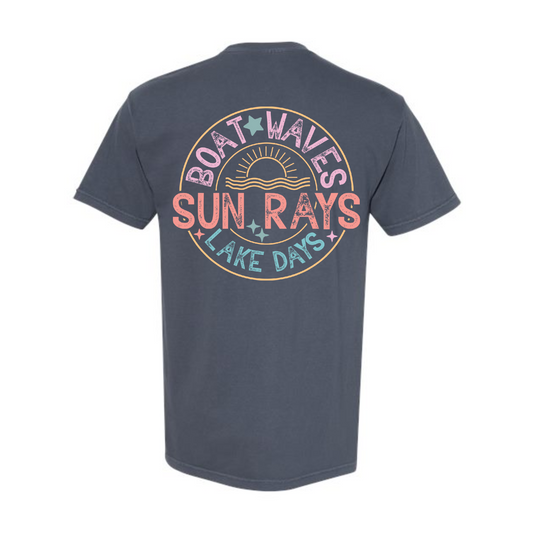 Boat Waves Sun Rays Lake Days Tee