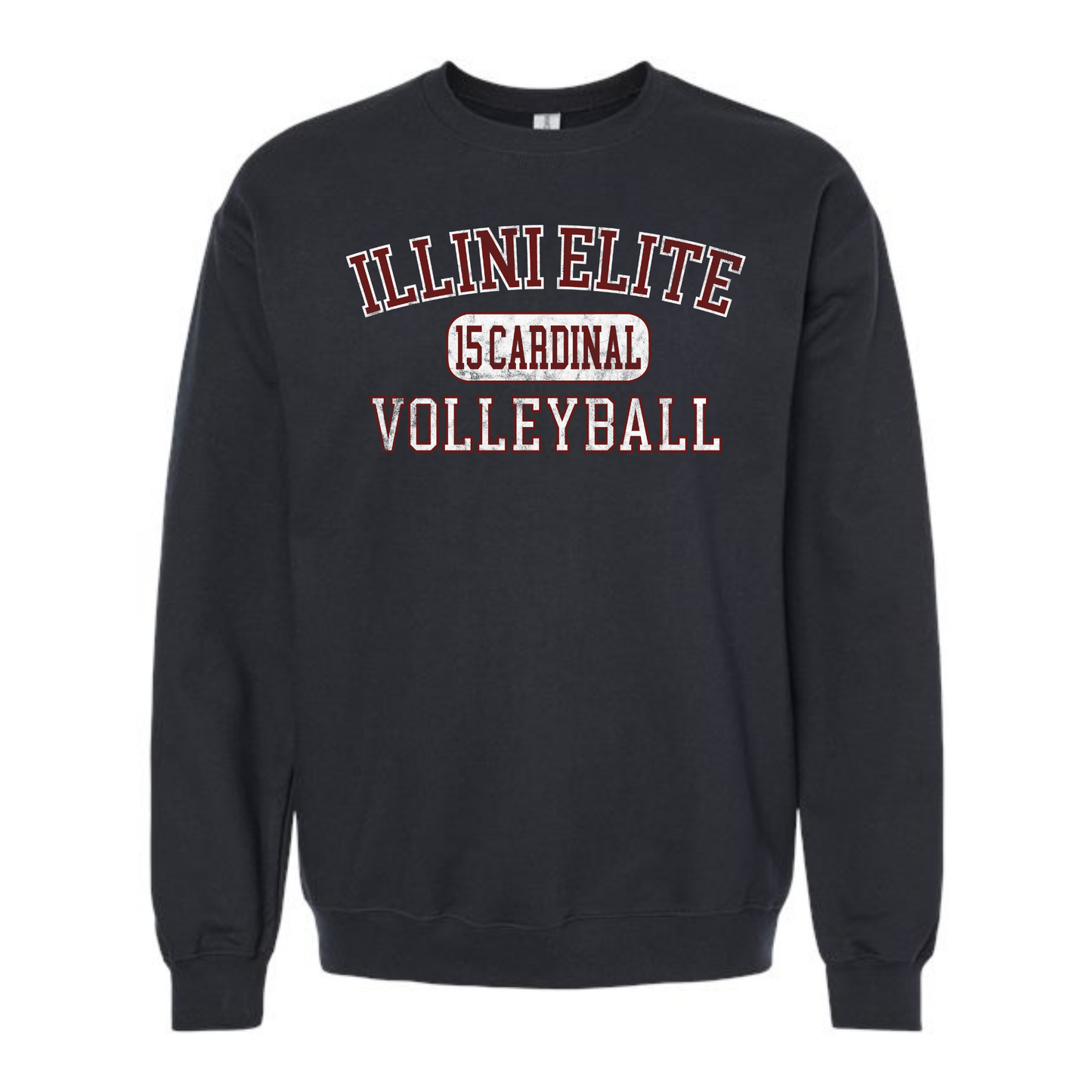 Illini Elite 15 Cardinal Distressed Crewneck Sweatshirt
