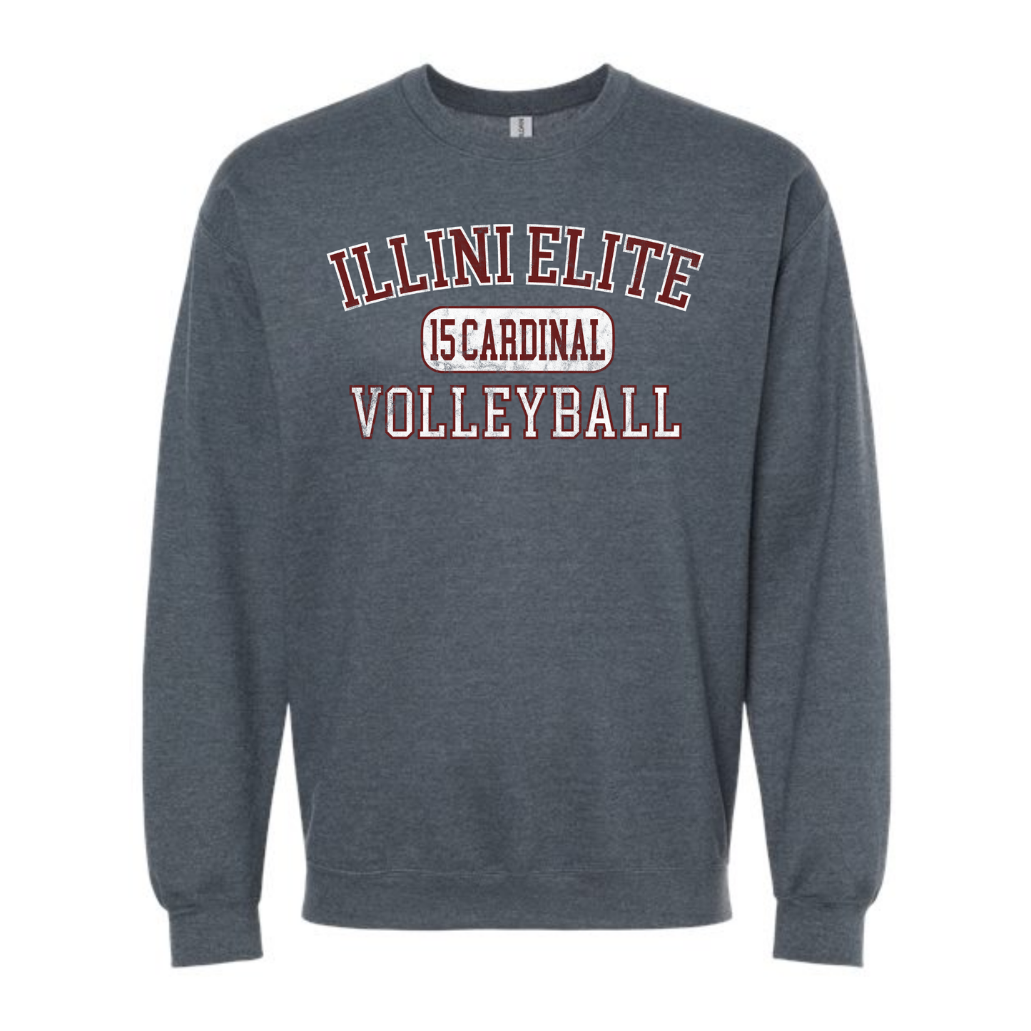 Illini Elite 15 Cardinal Distressed Crewneck Sweatshirt