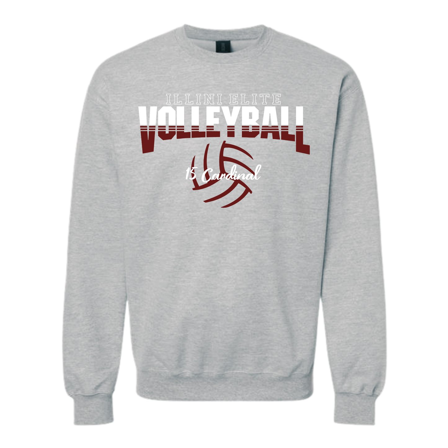 Illini Elite Volleyball 15 Cardinal Crewneck Sweatshirt