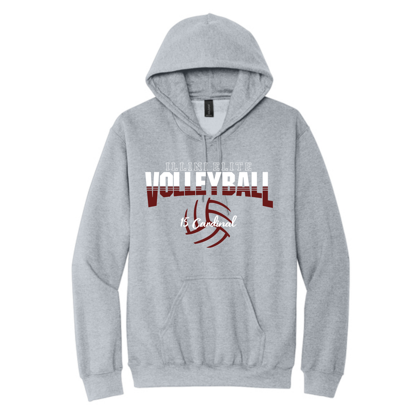 Illini Elite Volleyball 15 Cardinal Hooded Sweatshirt