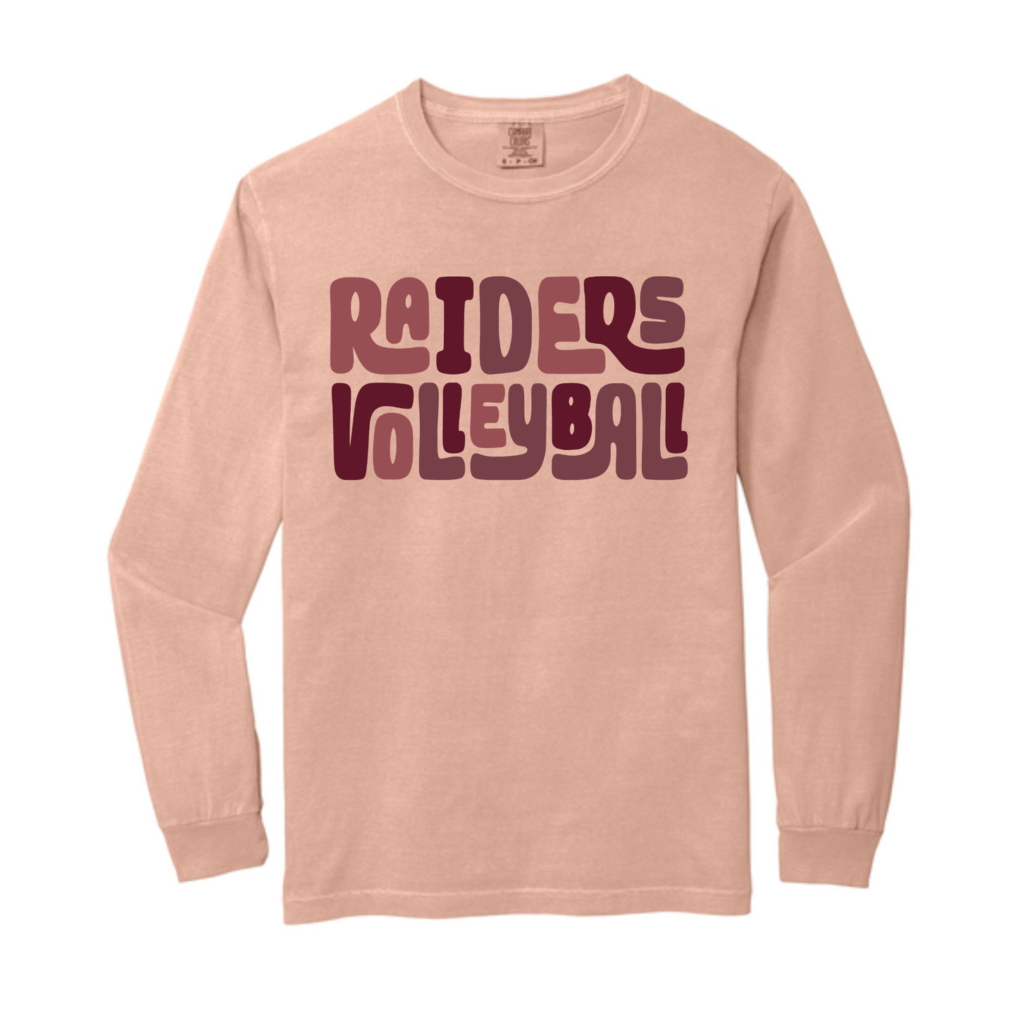 Raider Volleyball Stacked Comfort Colors Long Sleeve Tee
