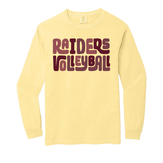 Raider Volleyball Stacked Comfort Colors Long Sleeve Tee