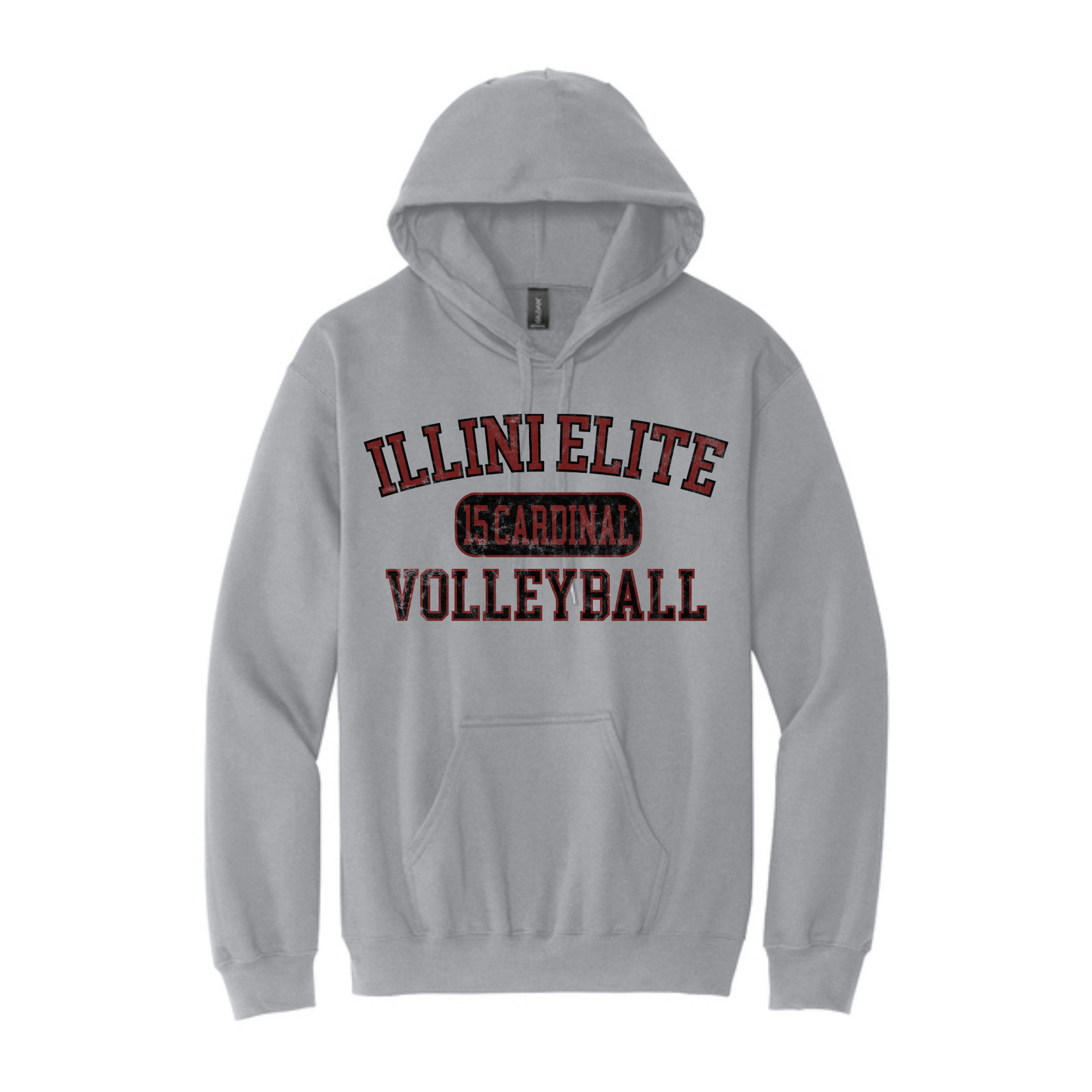 Illini Elite 15 Cardinal Distressed Hooded Sweatshirt