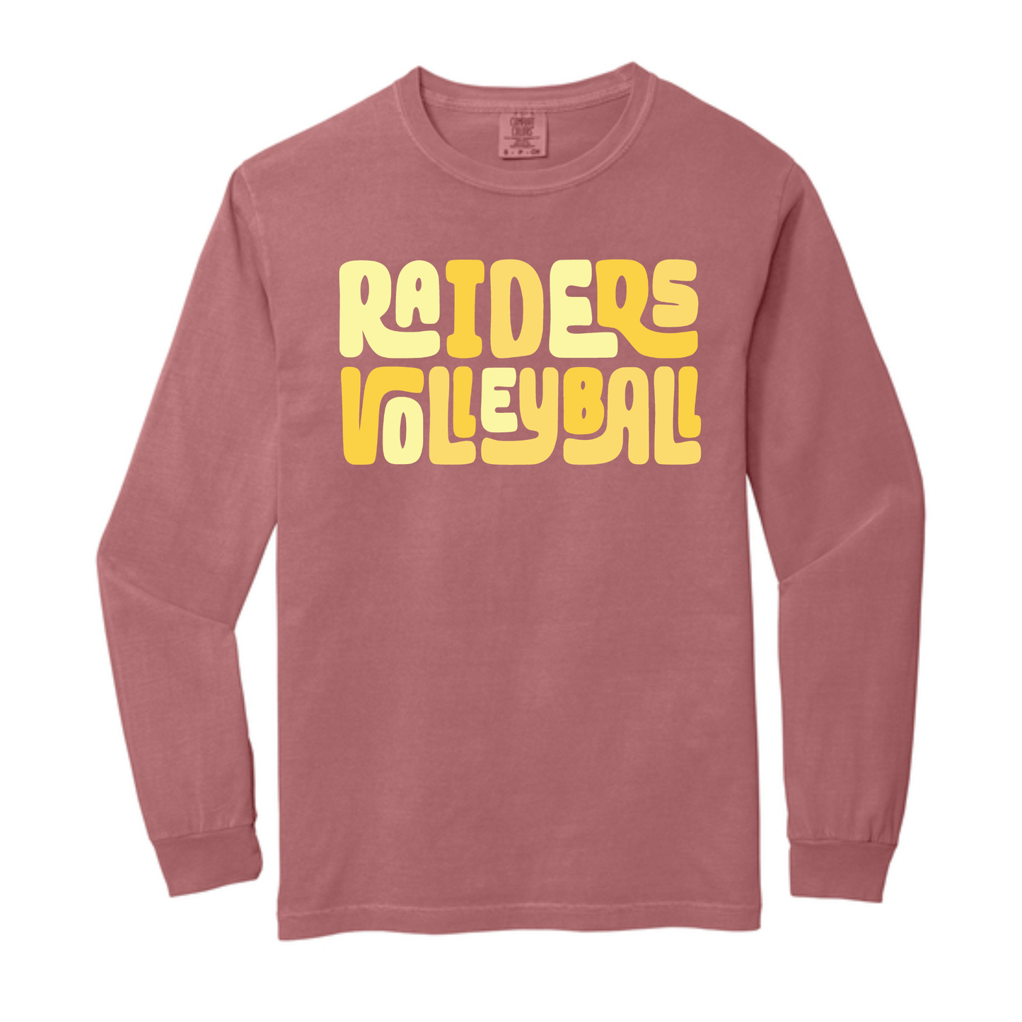 Raider Volleyball Stacked Comfort Colors Long Sleeve Tee