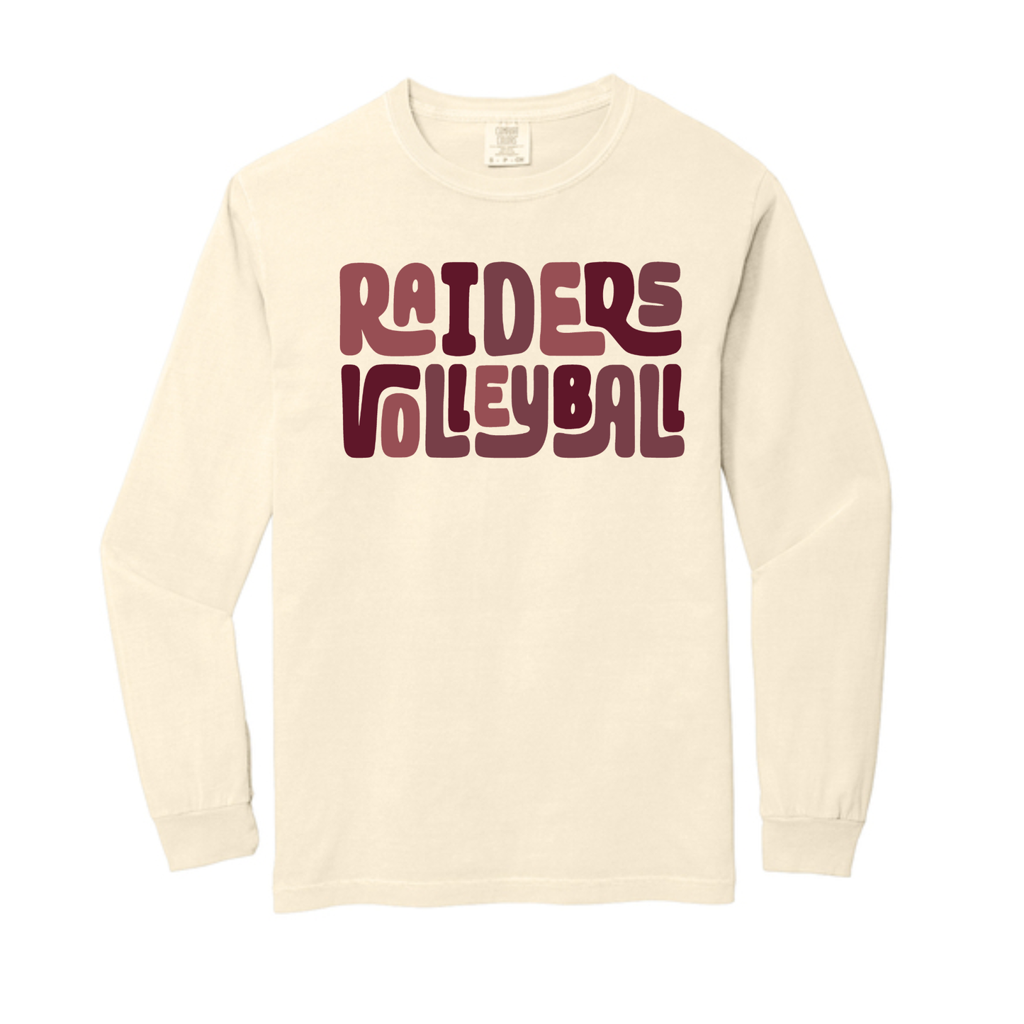 Raider Volleyball Stacked Comfort Colors Long Sleeve Tee