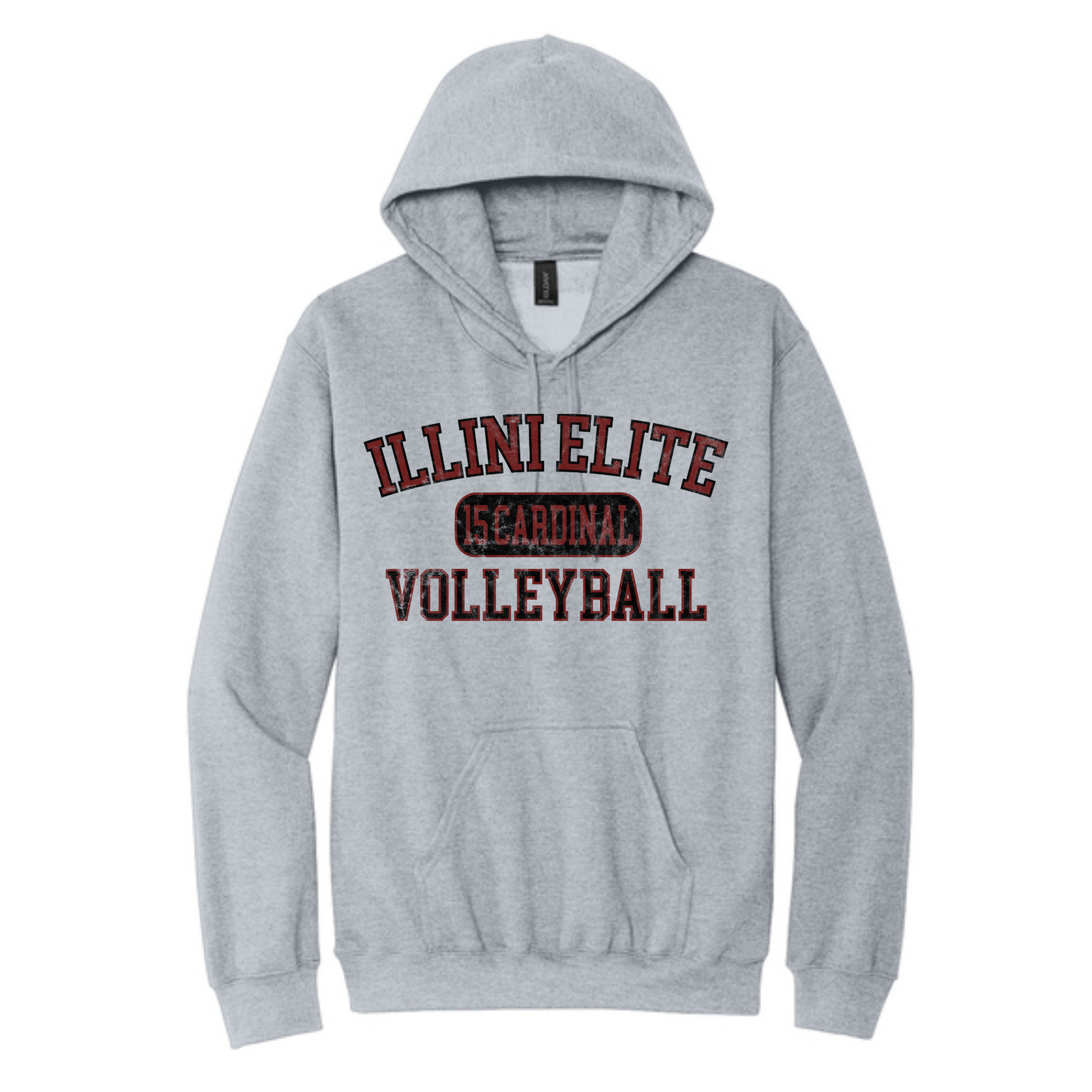 Illini Elite 15 Cardinal Distressed Hooded Sweatshirt
