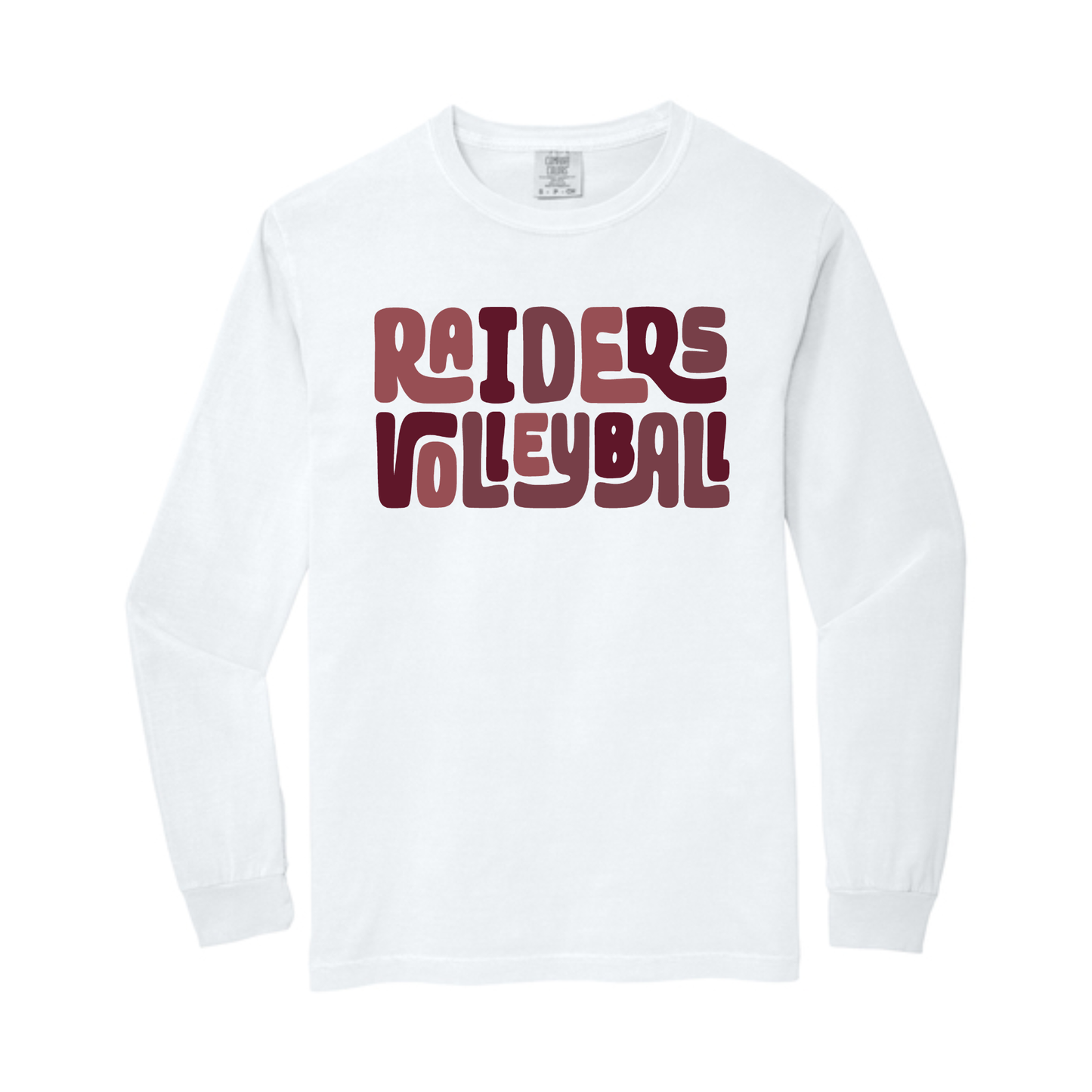 Raider Volleyball Stacked Comfort Colors Long Sleeve Tee