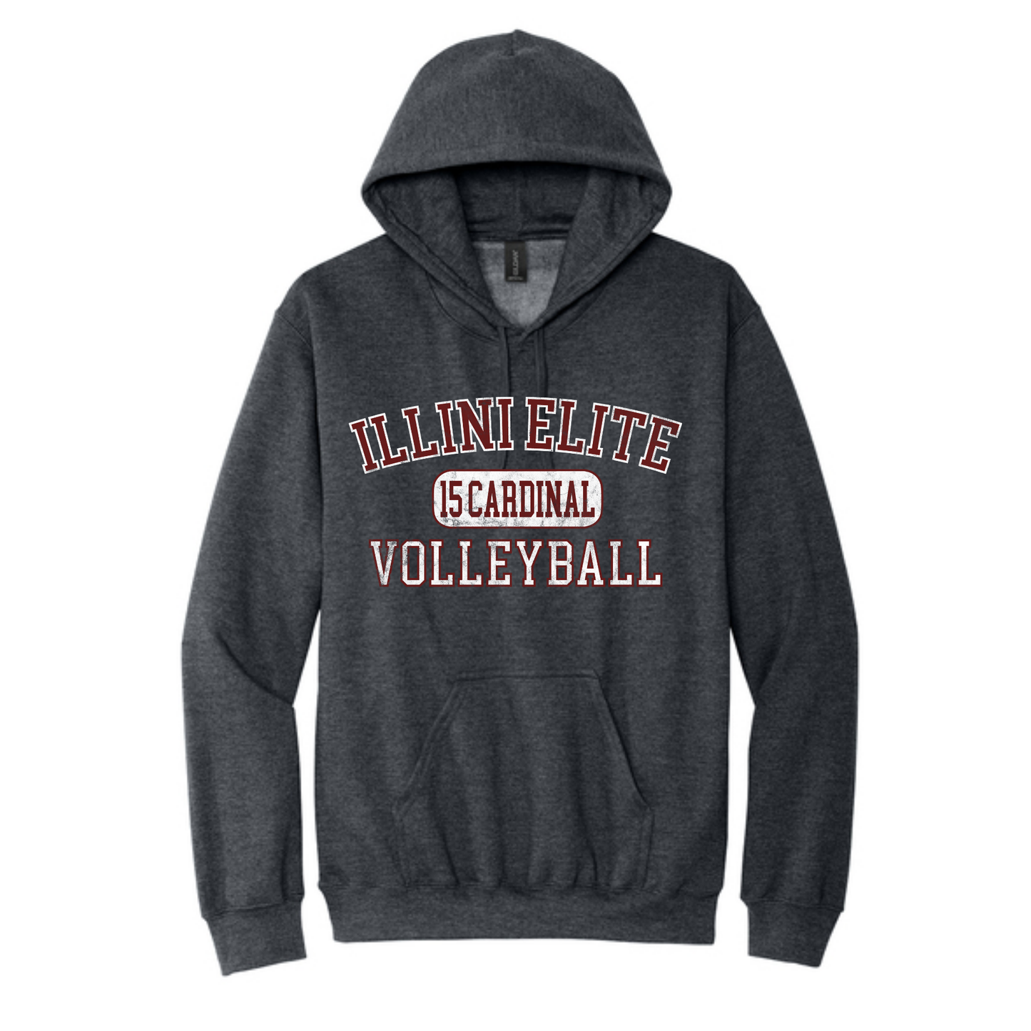 Illini Elite 15 Cardinal Distressed Hooded Sweatshirt