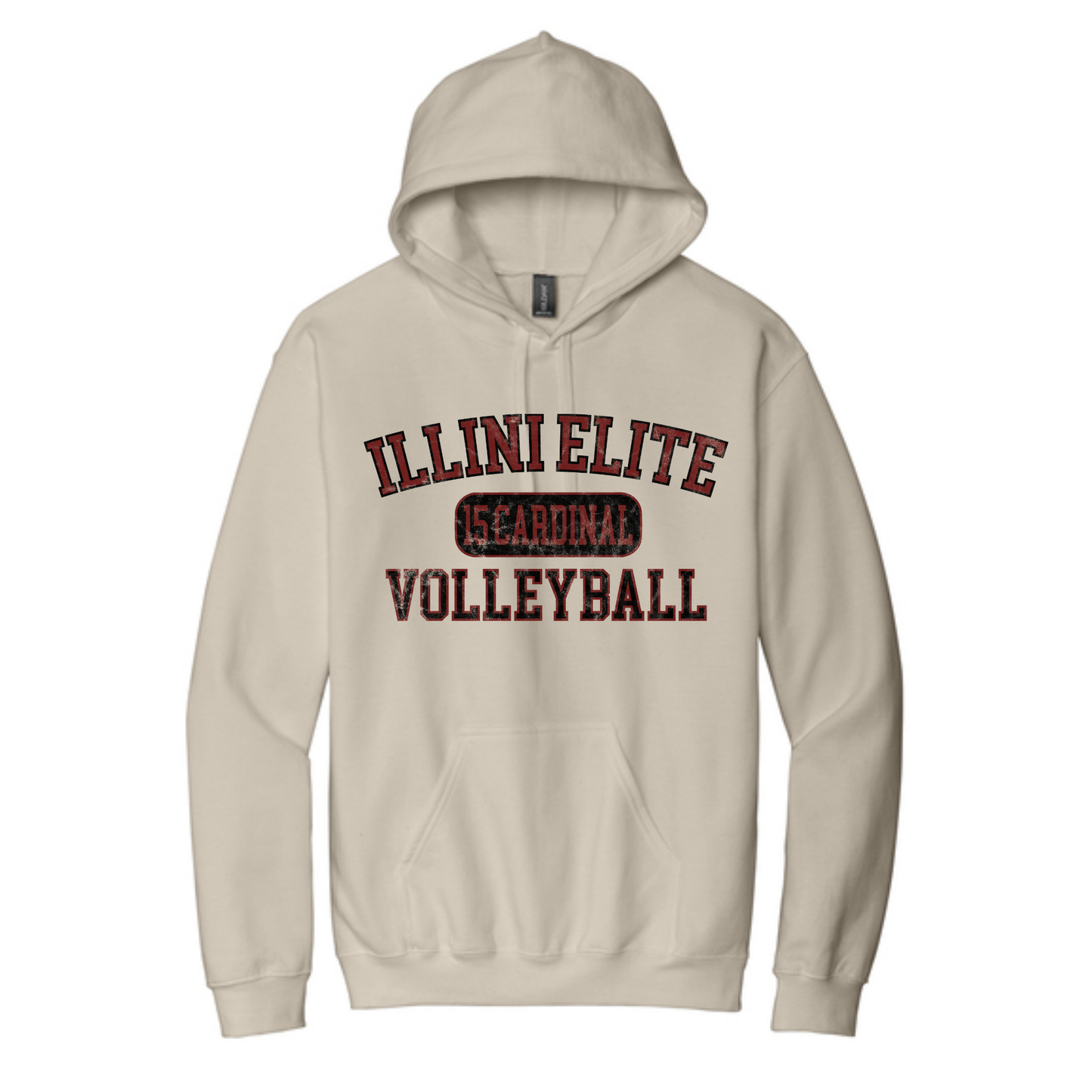 Illini Elite 15 Cardinal Distressed Hooded Sweatshirt
