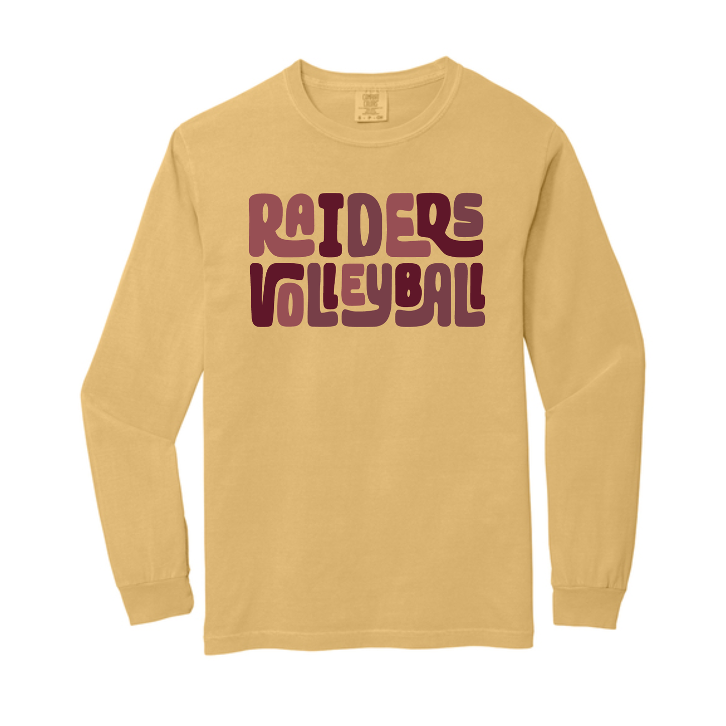 Raider Volleyball Stacked Comfort Colors Long Sleeve Tee