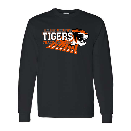 *Personalized* Tigers Track & Field Lanes Long Sleeve Tee