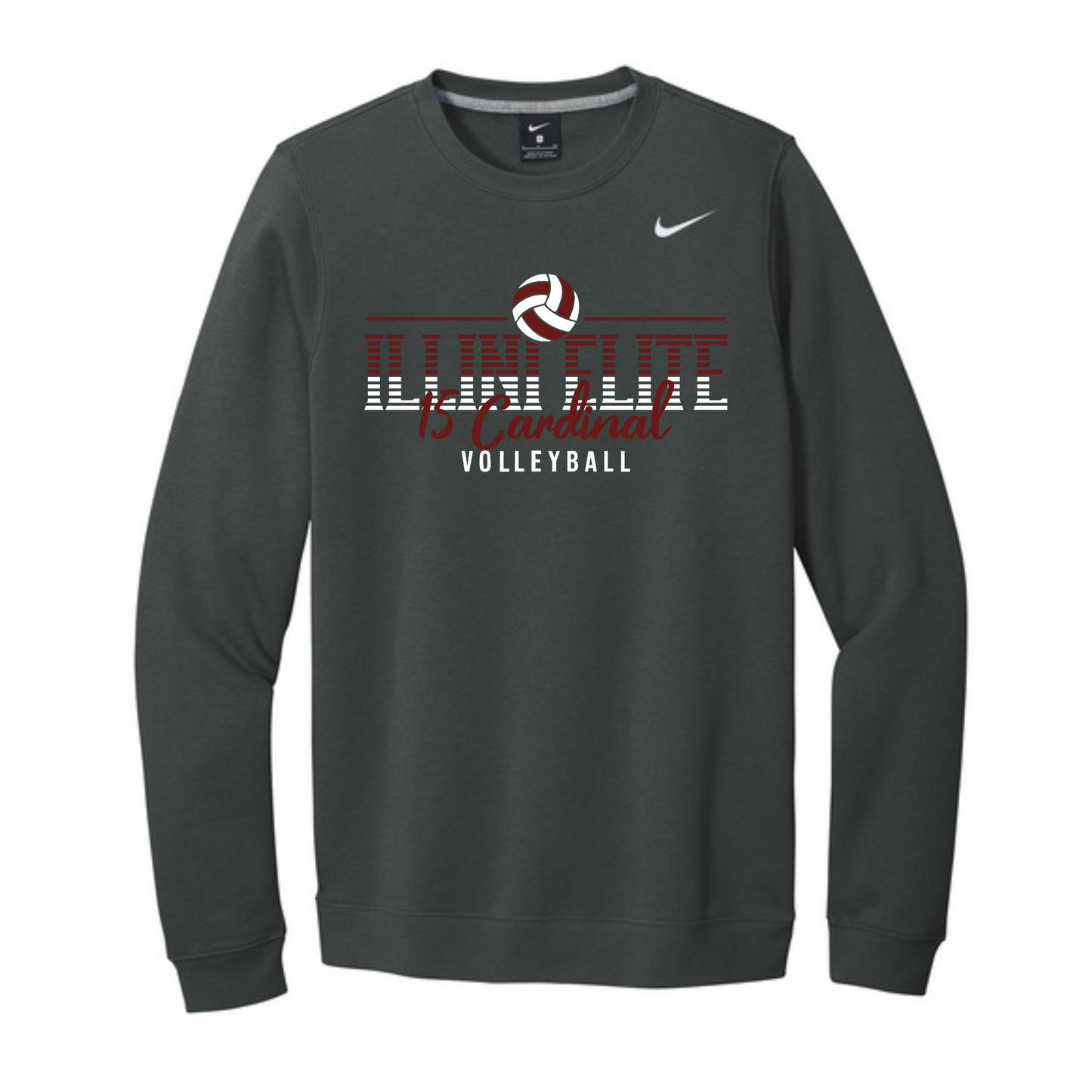 Nike Club Fleece Illini Elite Striped Crewneck Sweatshirt